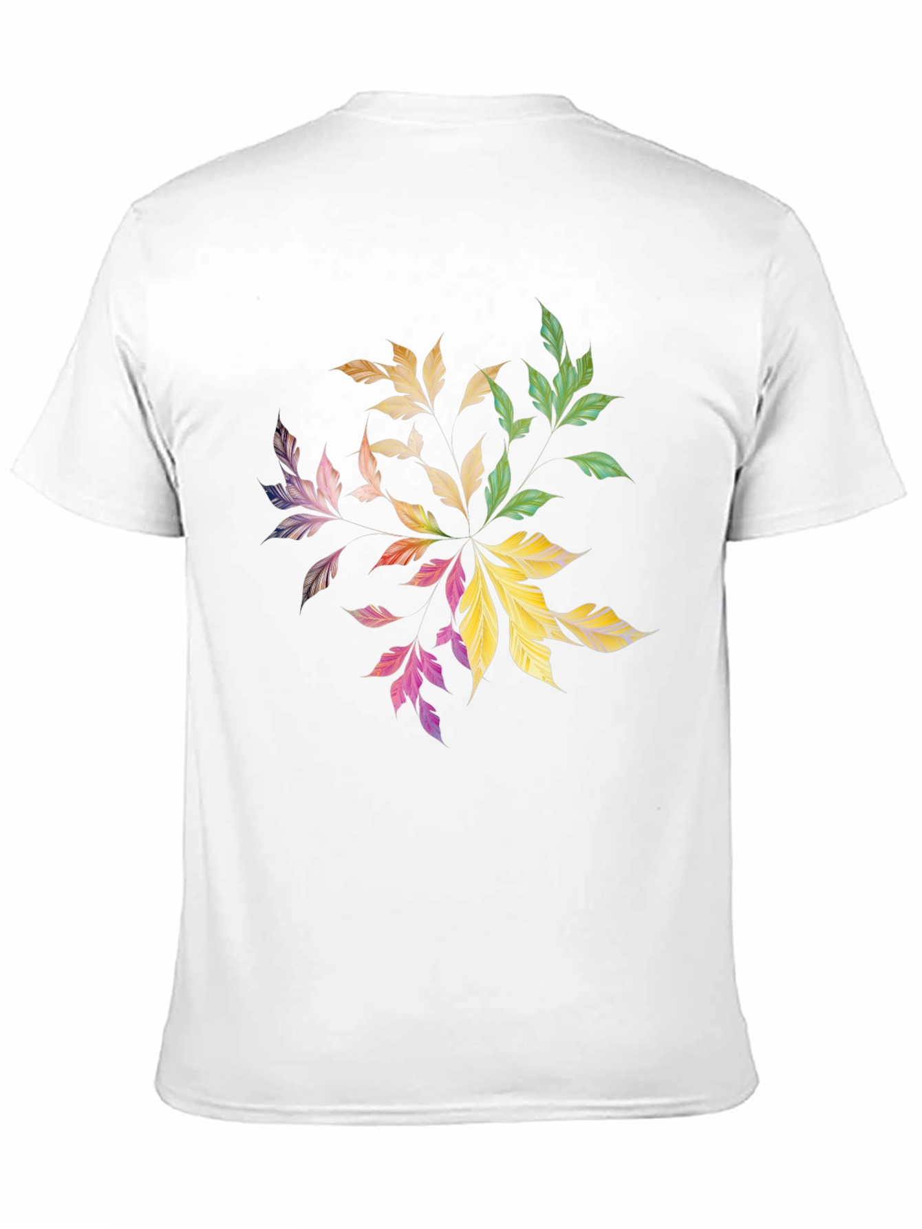 Black Colorful Leaf Mandala Graphic Black Tee view 11