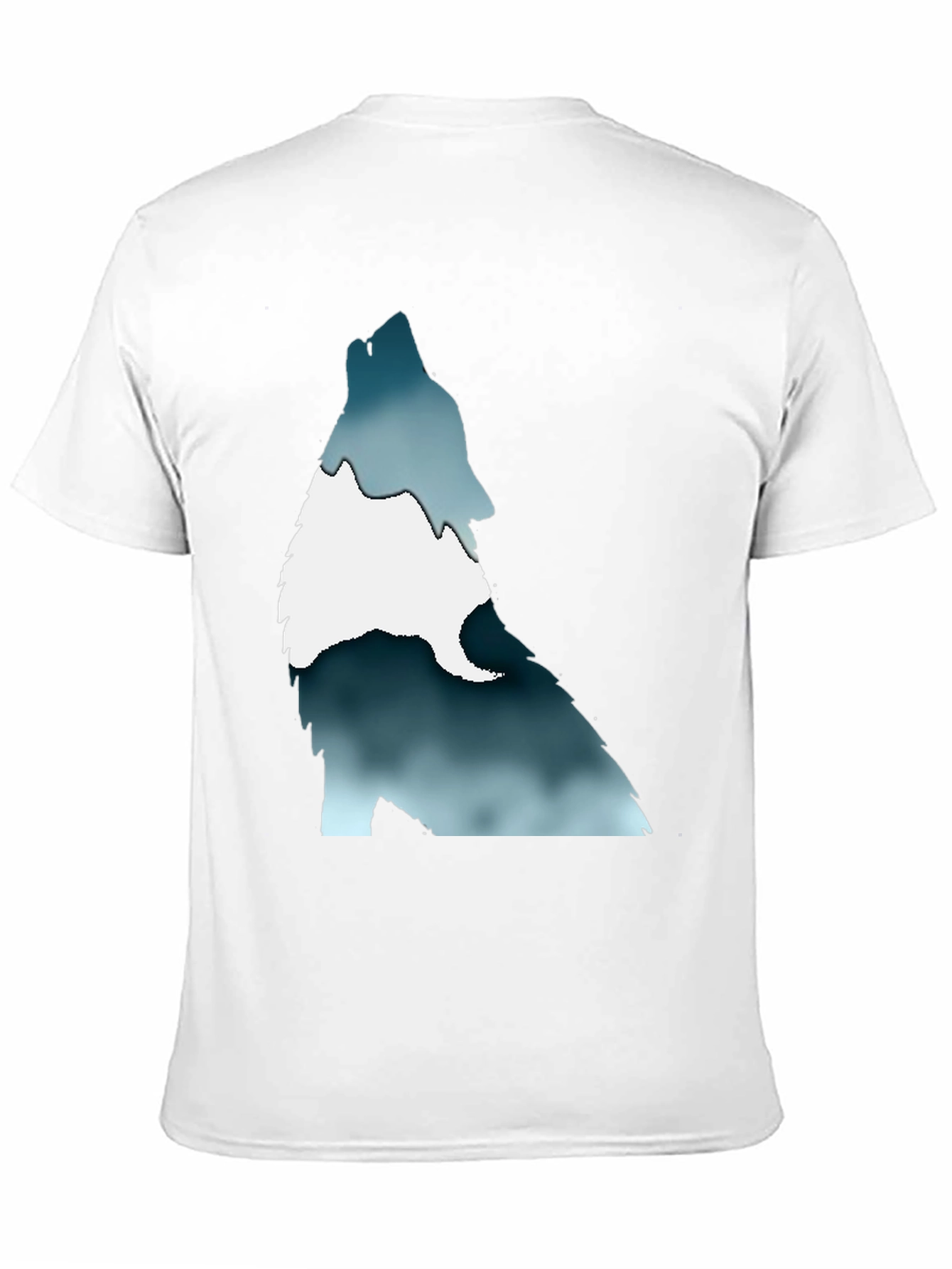 Black Men's Black T-Shirt with Wolf Graphic Print view 11