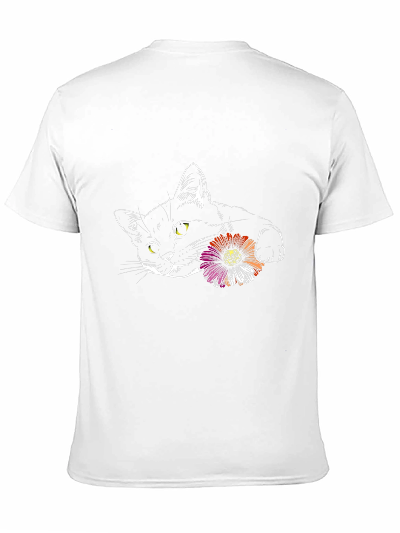 Black Black Cat with Flower Graphic Tee view 11