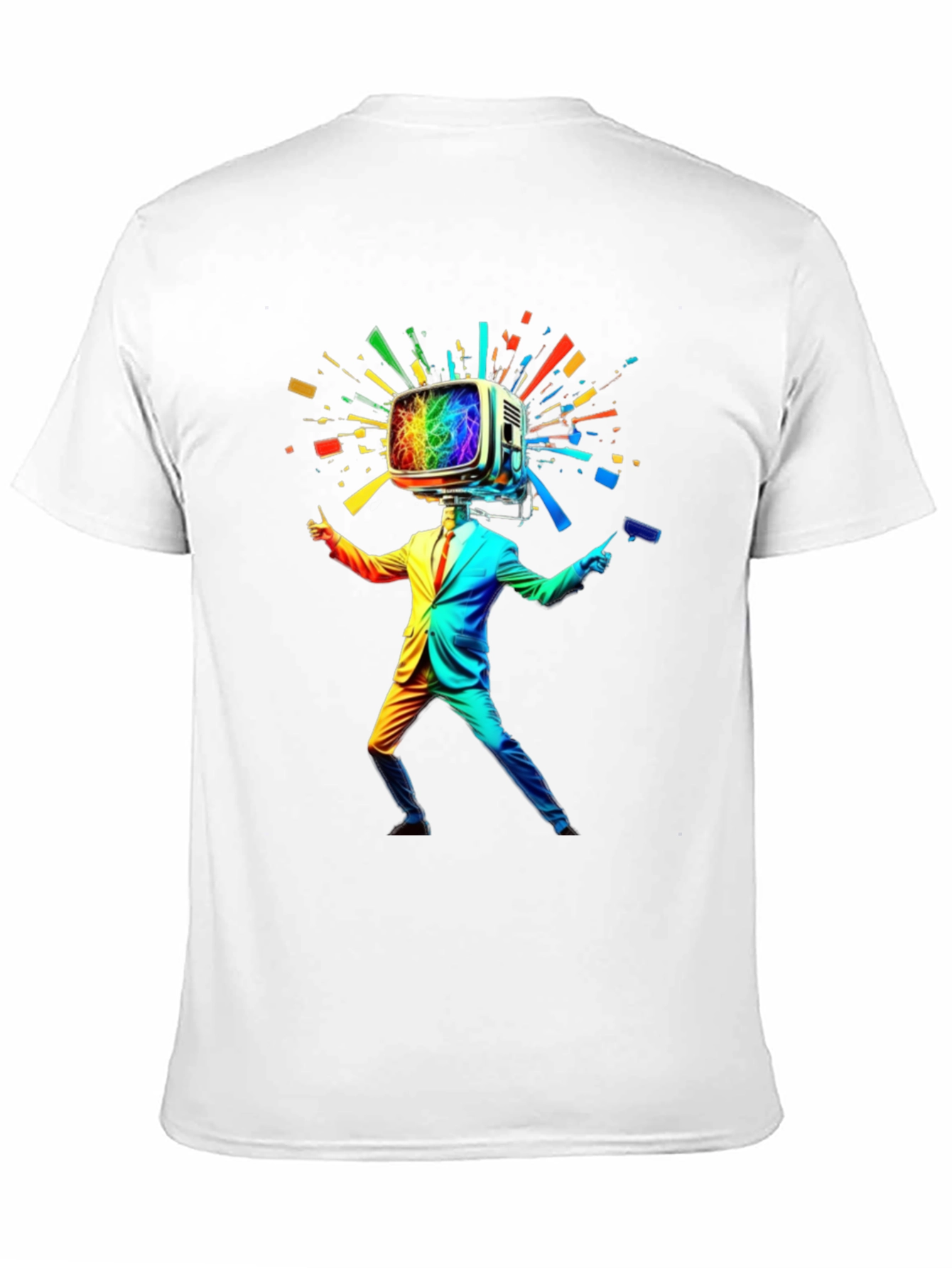 Black Rainbow TV Head Man Black T-Shirt view 11