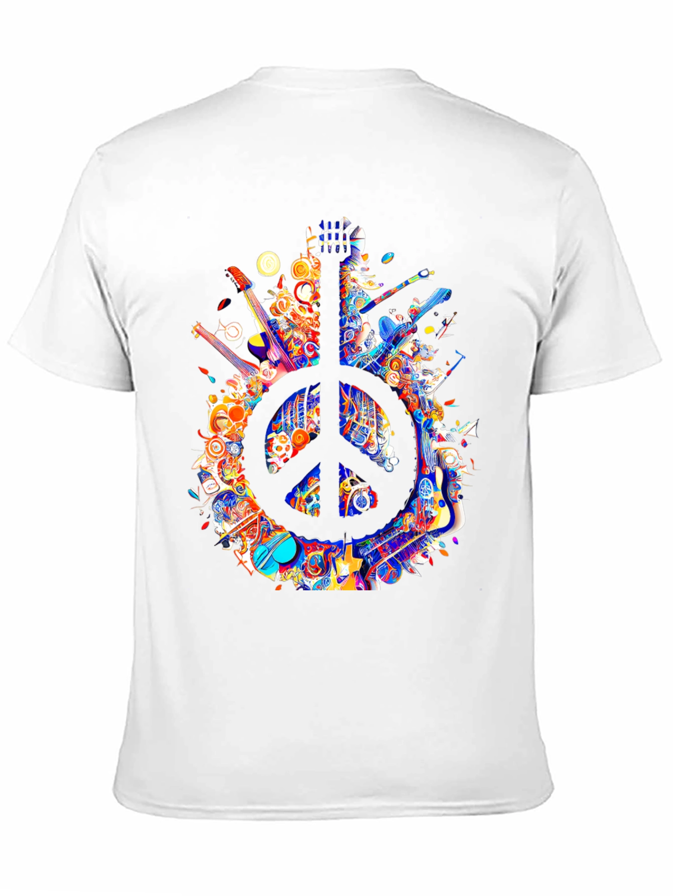 Black Peace Sign Guitar T-Shirt view 11