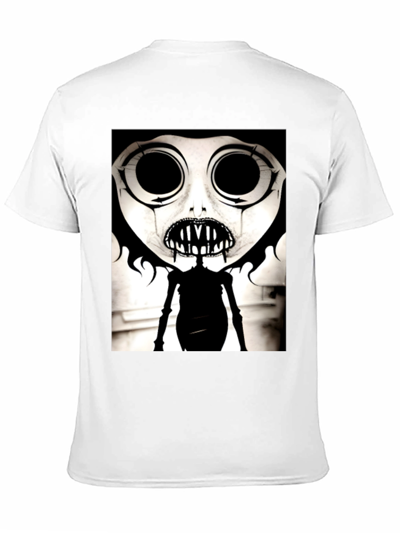Black Creepy Cartoon Character Graphic Tee - Black view 11