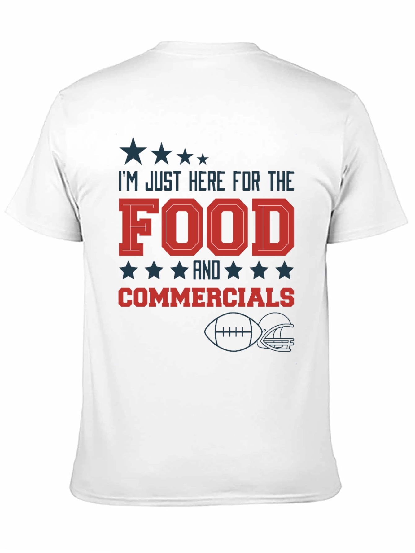 Black I'm Just Here for the Food & Commercials Football T-Shirt view 11