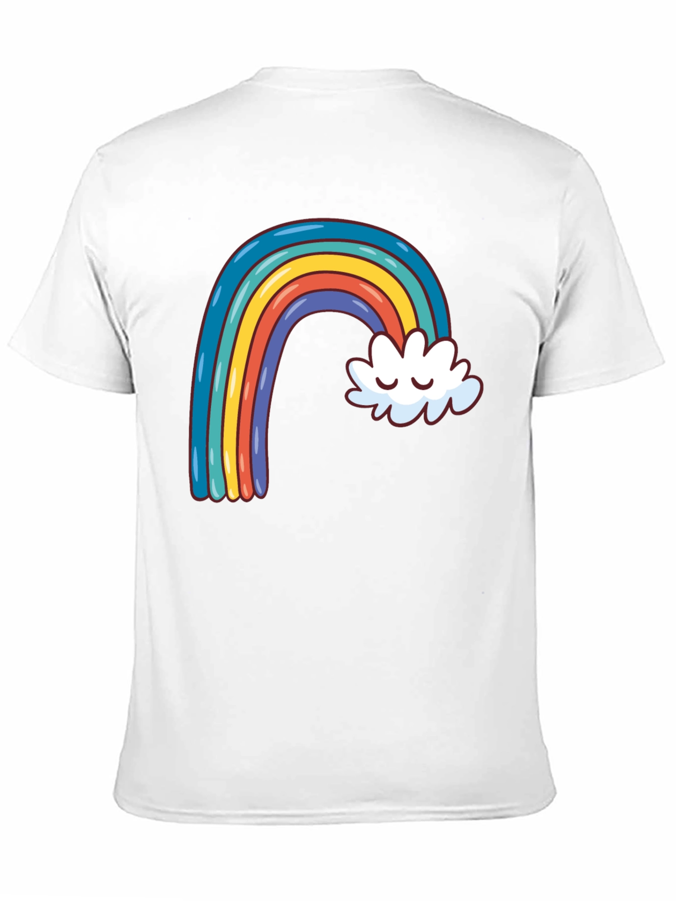 Black Rainbow & Cloud Graphic Tee - Black Cotton Casual Shirt view 11