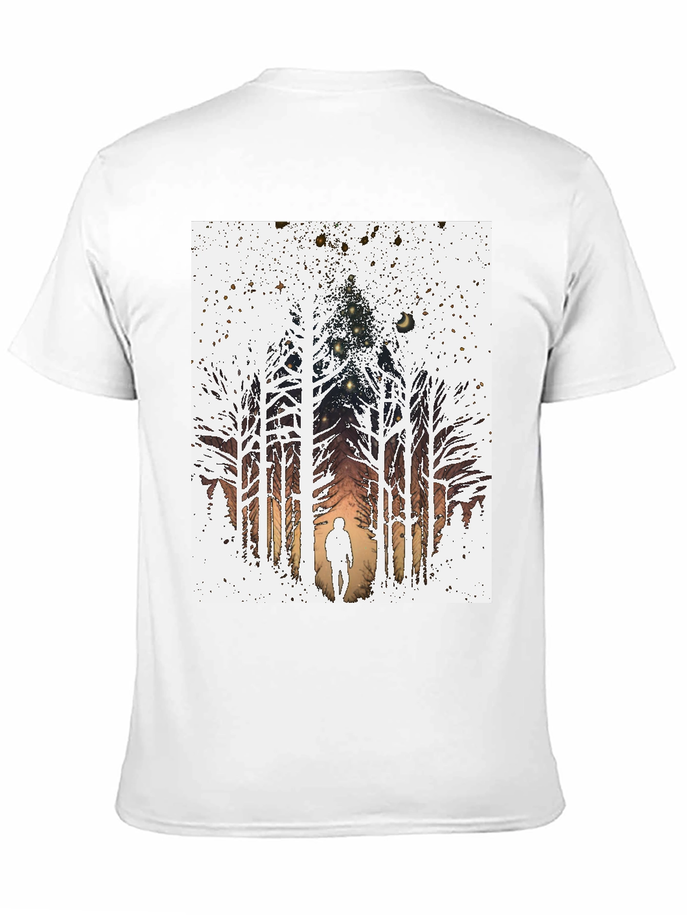 Black Eerie Forest T-Shirt - Silhouette in the Woods view 11