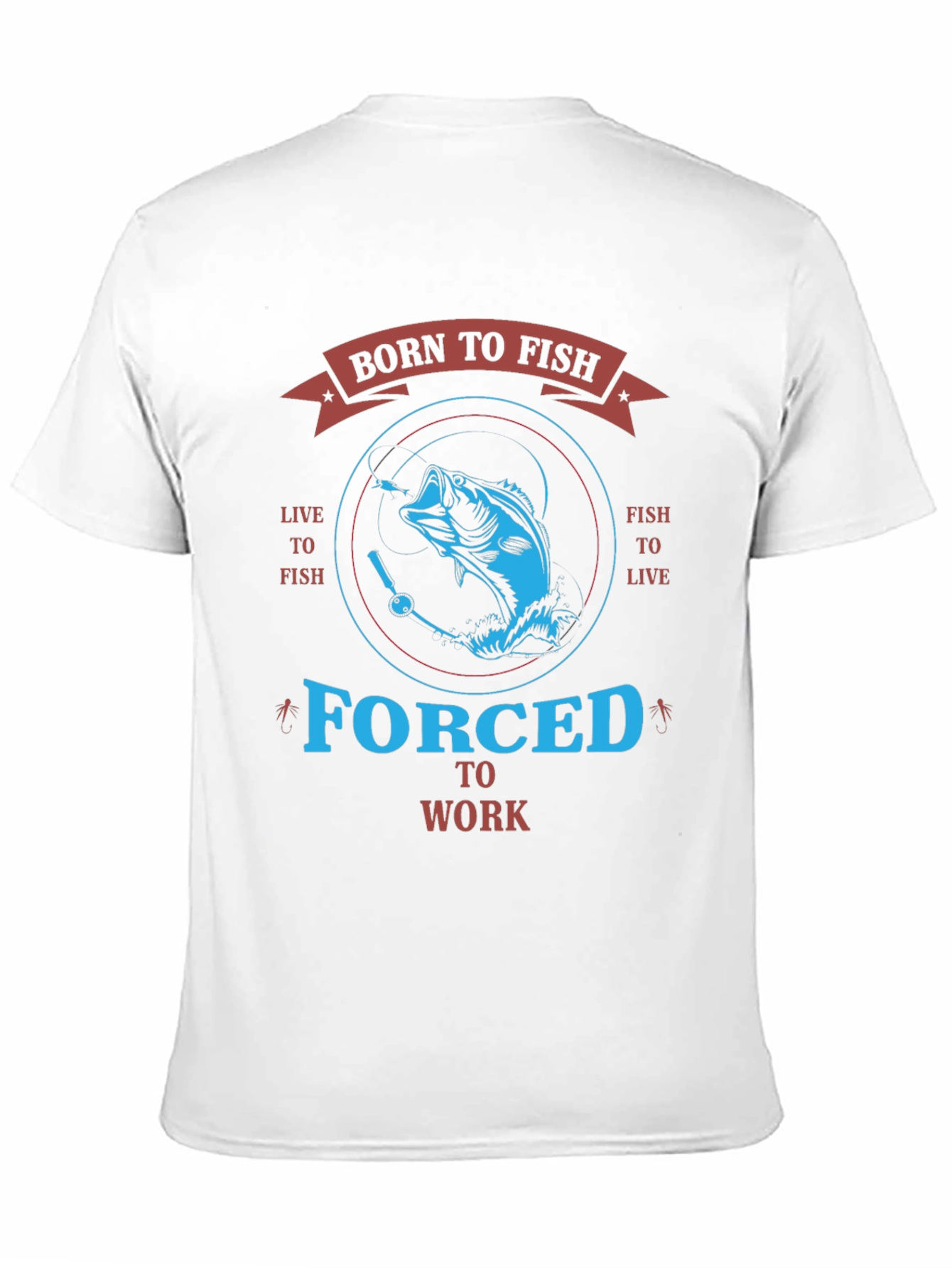 Black Born to Fish T-Shirt - Forced to Work Tee view 11