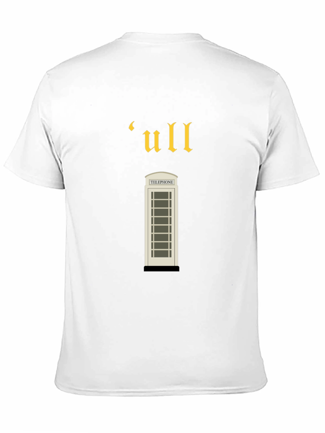 Black Vintage-Style 'ull' Telephone Booth Black T-Shirt view 11