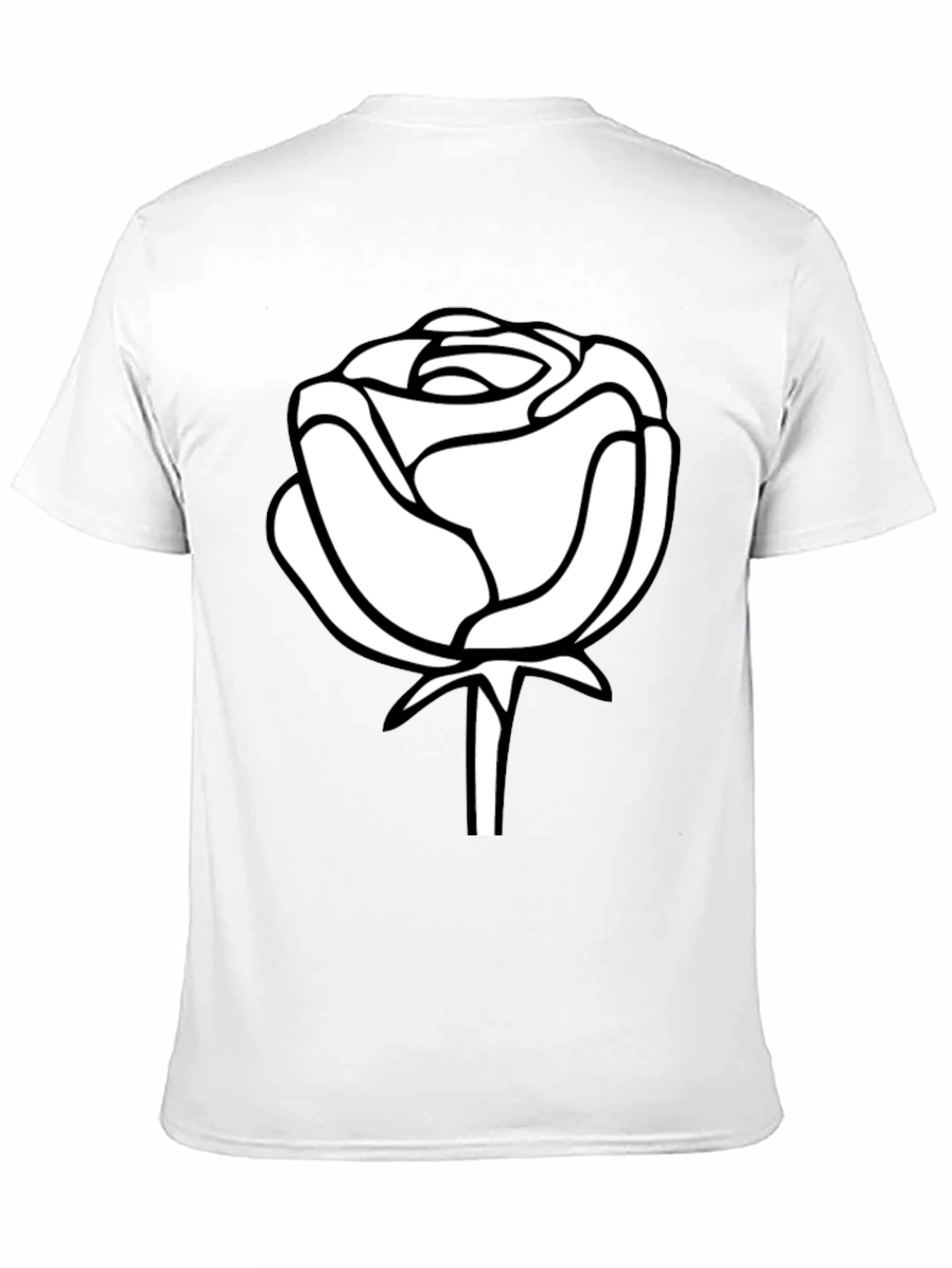 Black Black T-Shirt with White Rose Design view 11