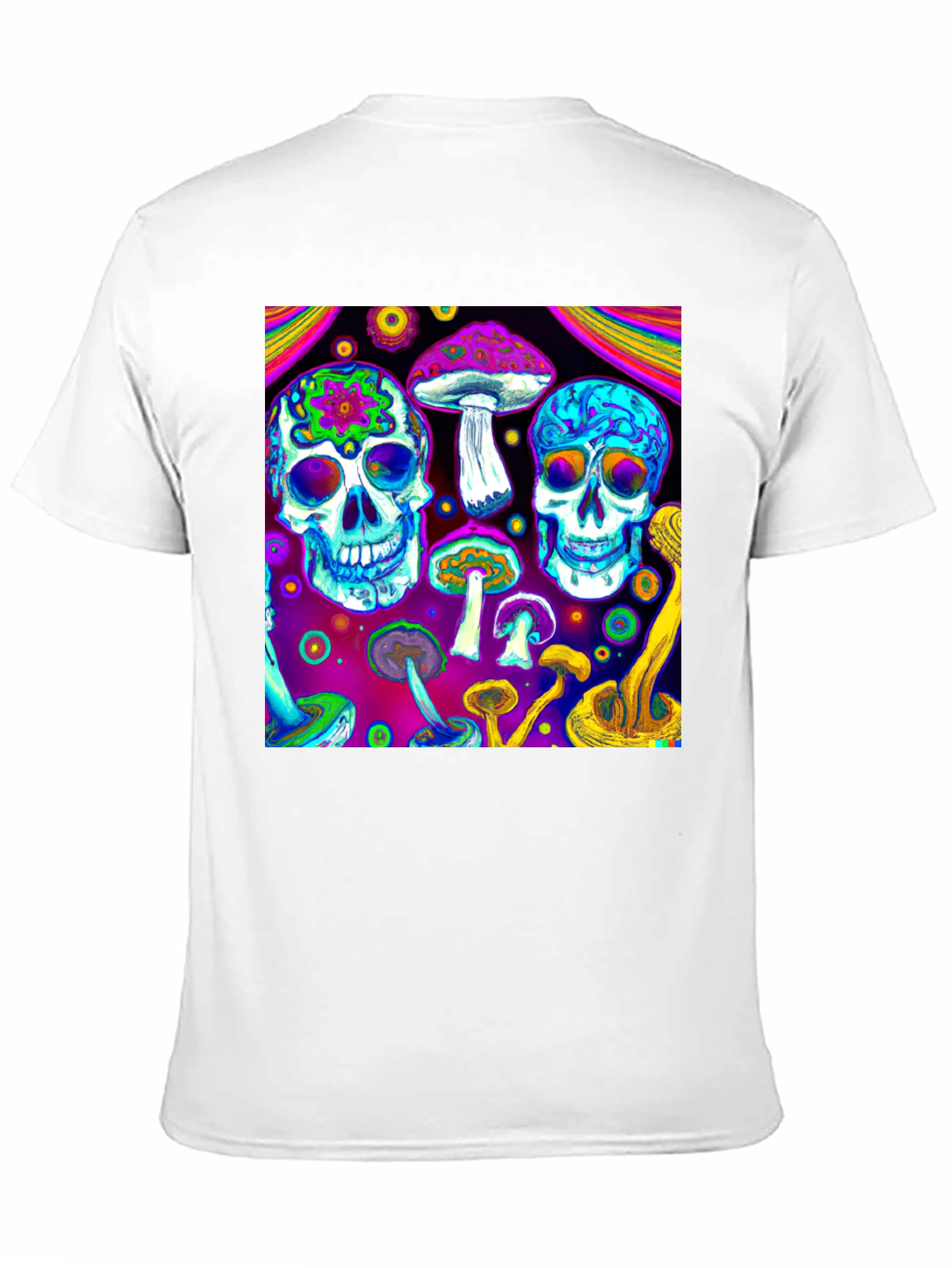 Black Psychedelic Skull & Mushroom Graphic T-Shirt view 11