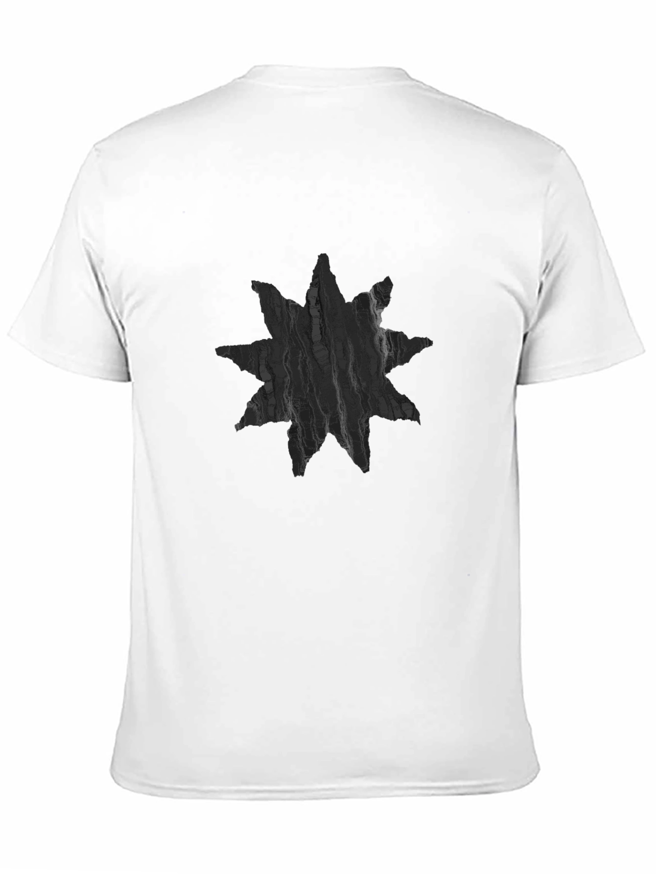 Black Abstract Star Design Men's Black T-Shirt view 11
