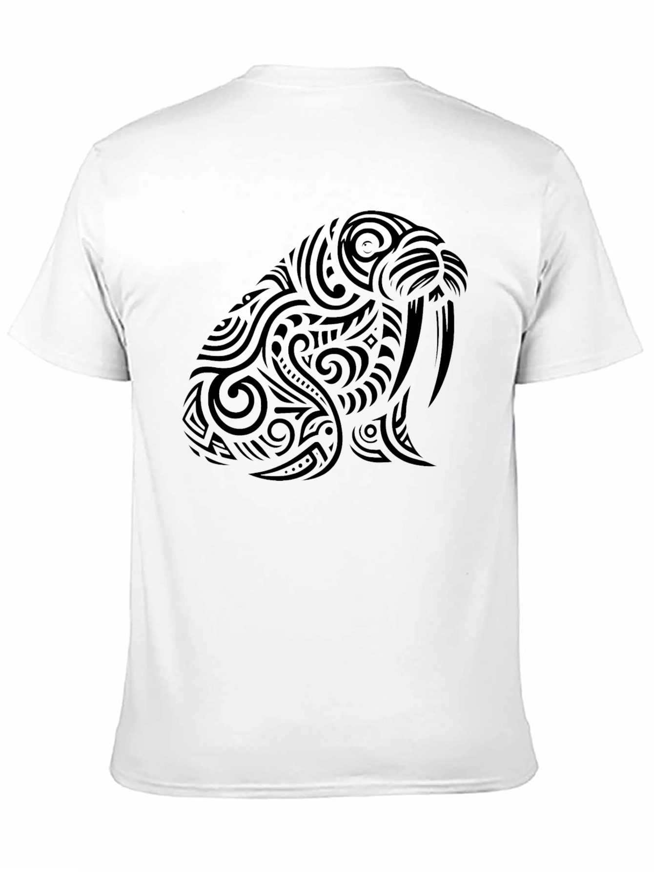 Black Tribal Walrus Graphic Tee - Black Cotton T-Shirt view 11