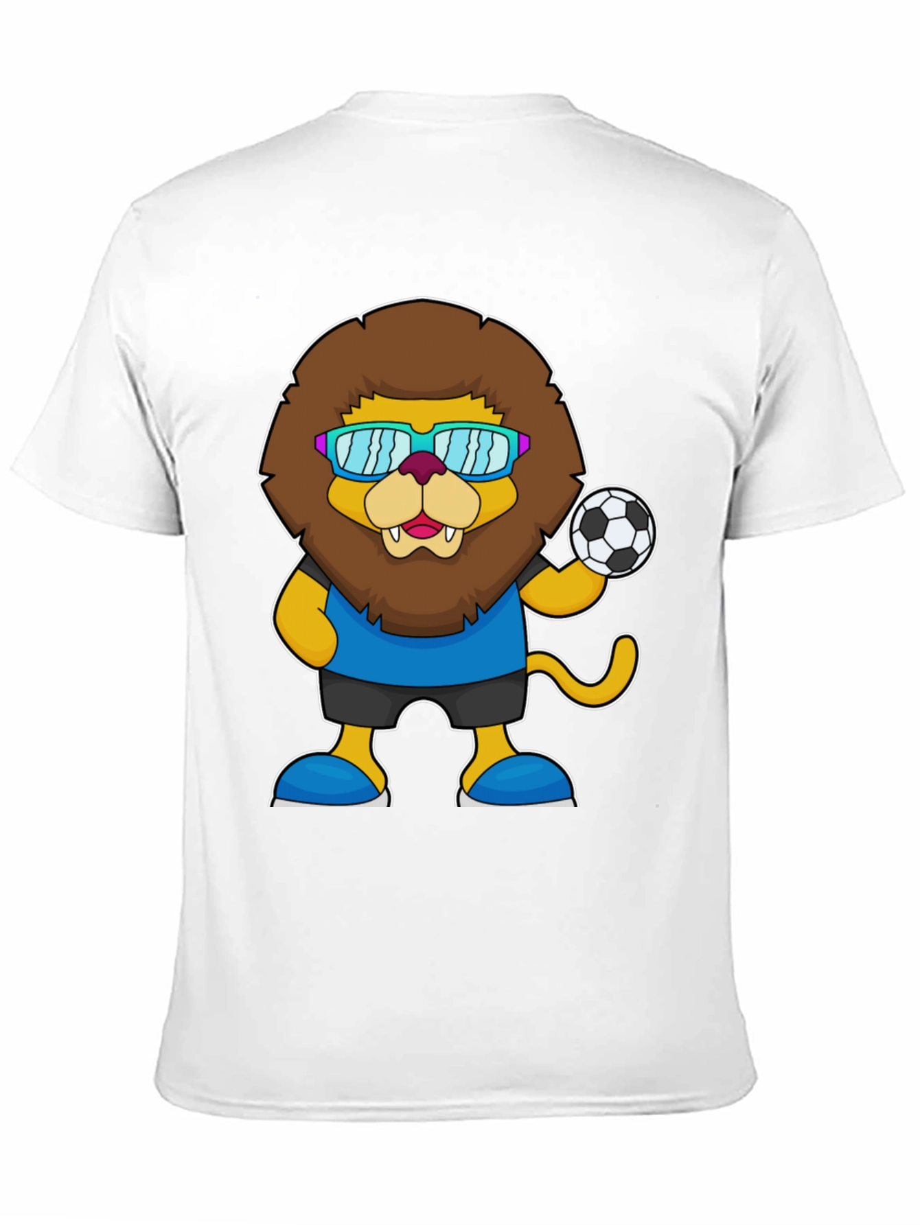 Black Lion Soccer T-Shirt - Fun Cartoon Graphic Tee view 11