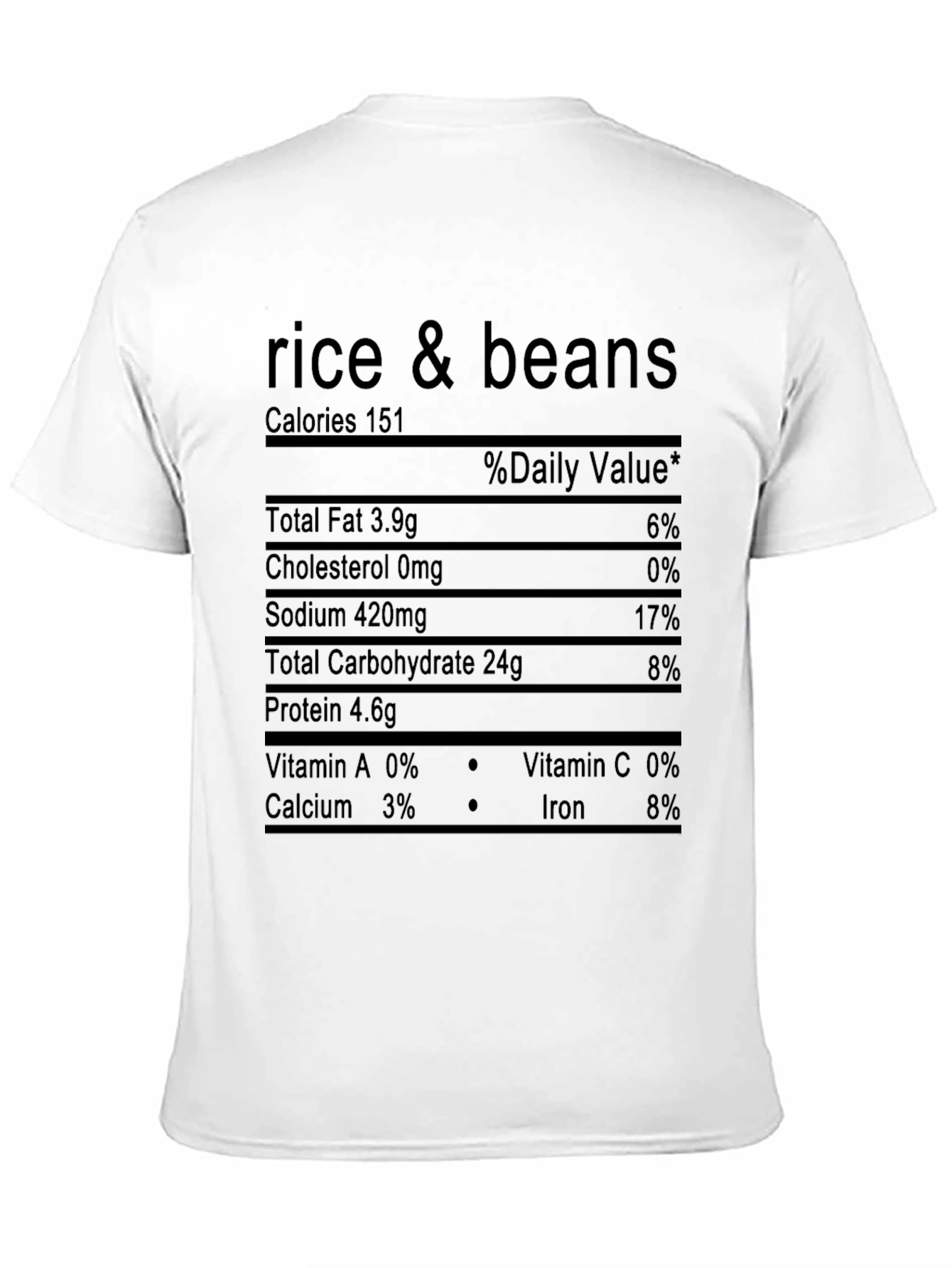 Black Rice & Beans Nutrition Facts Black T-Shirt view 11