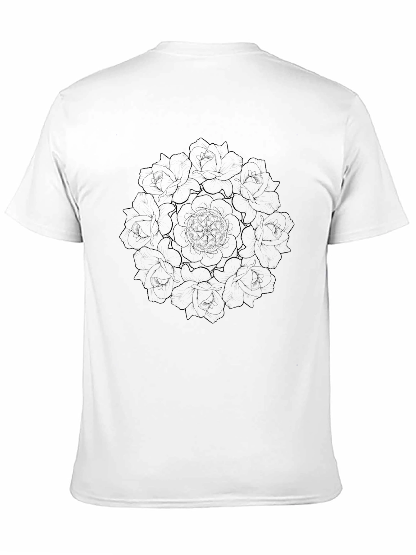 Black Floral Mandala Graphic Black T-Shirt view 11