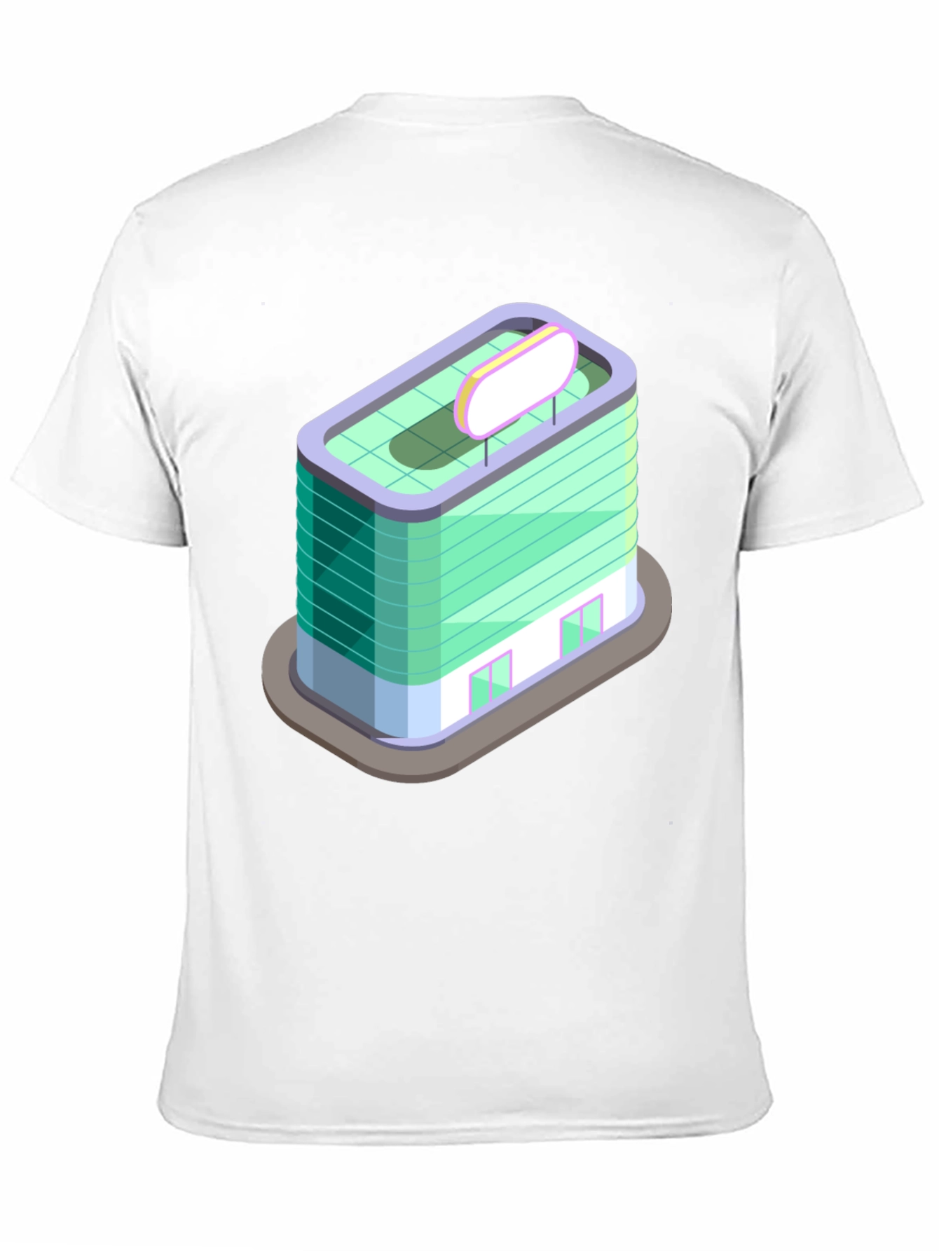 Black Modern Building Graphic Tee - Black Cotton T-Shirt view 11