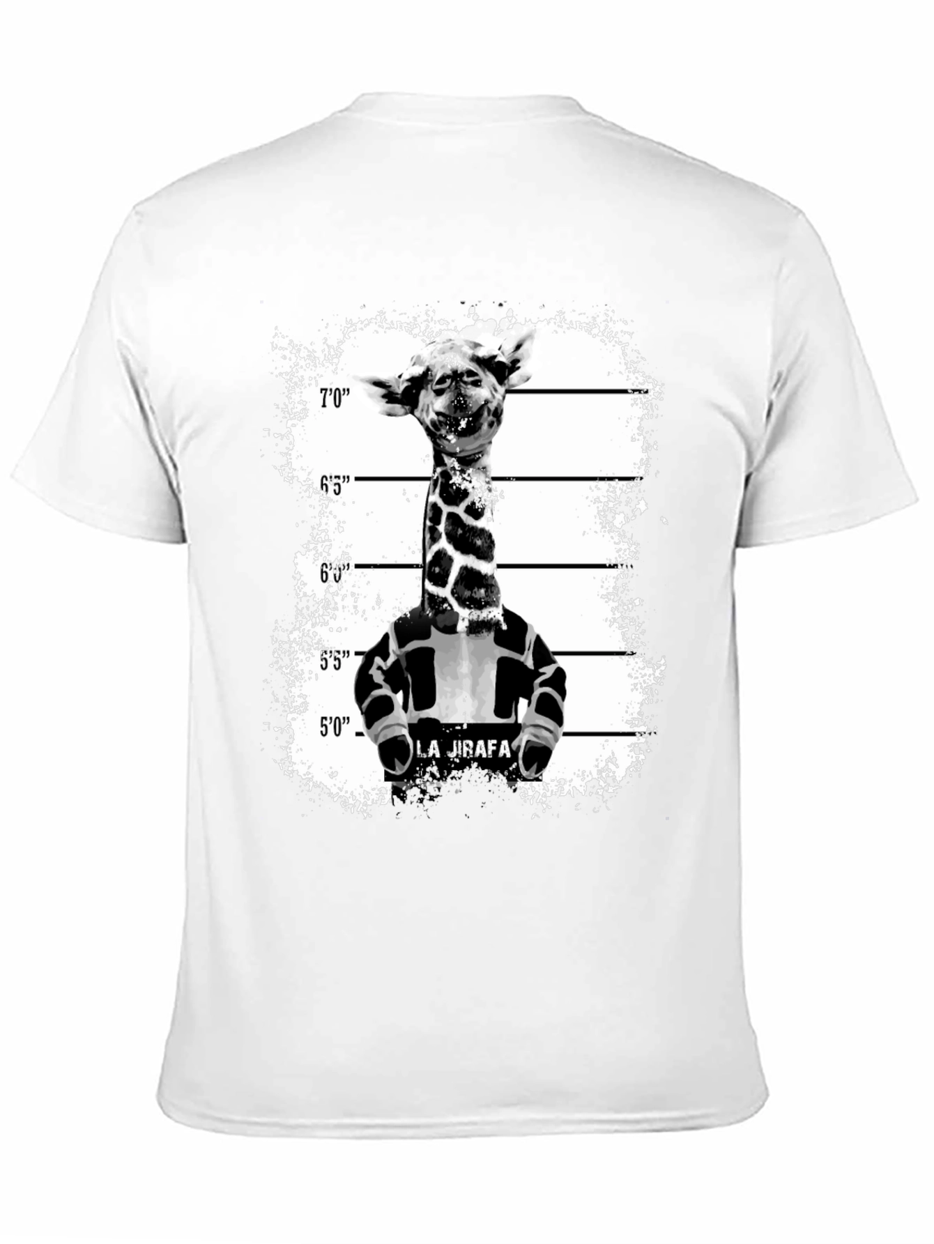 Black Giraffe Mugshot Graphic Tee - Funky Animal T-Shirt view 11