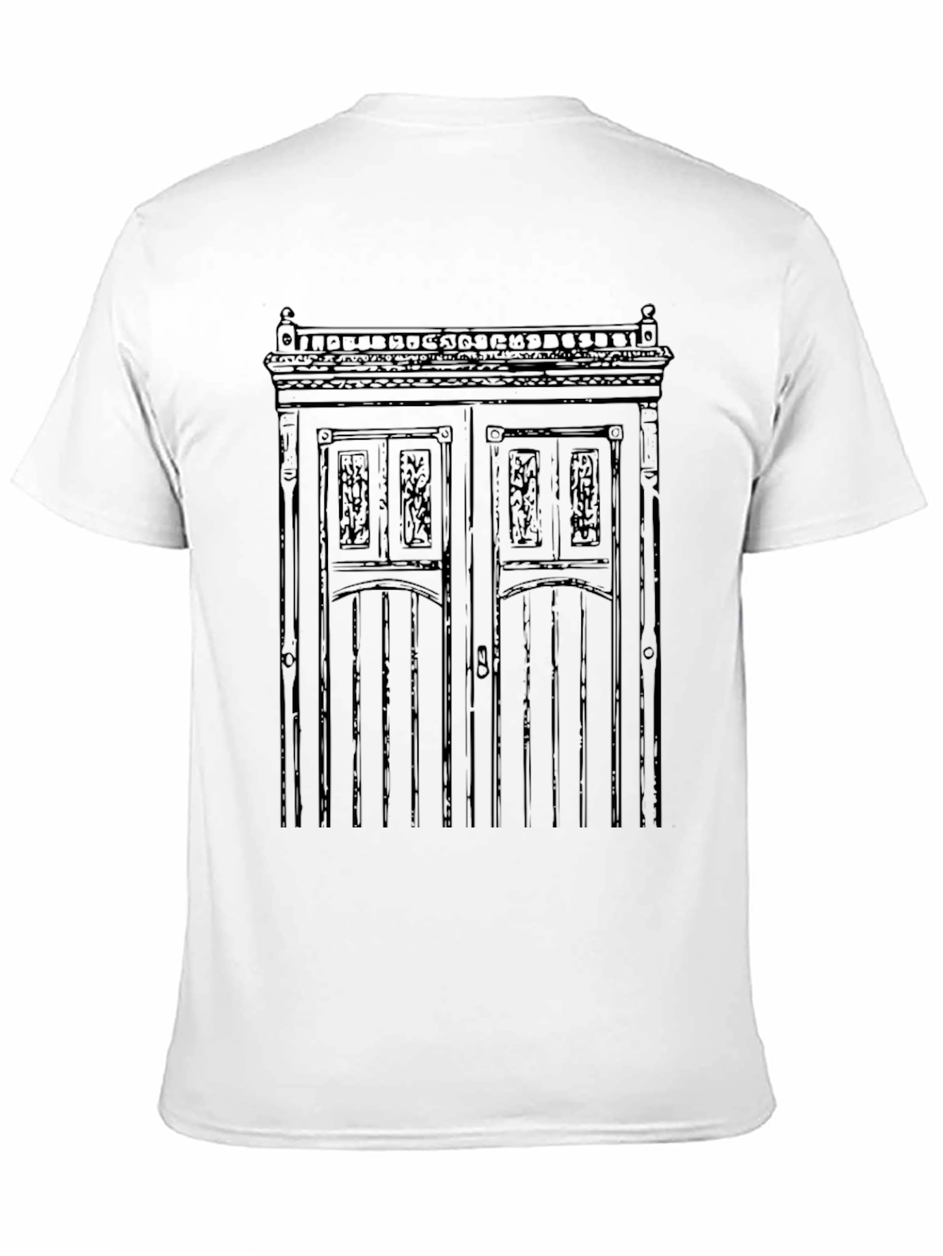 Black Vintage Door Graphic Tee - Black Cotton Blend view 11