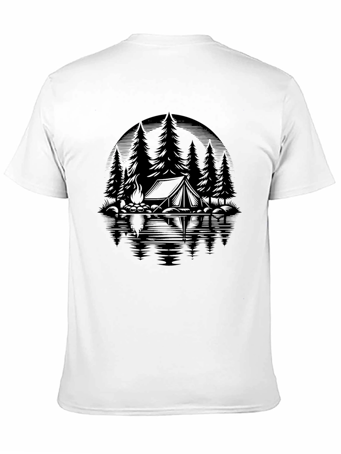Black Camping Scene Black Graphic Tee view 11
