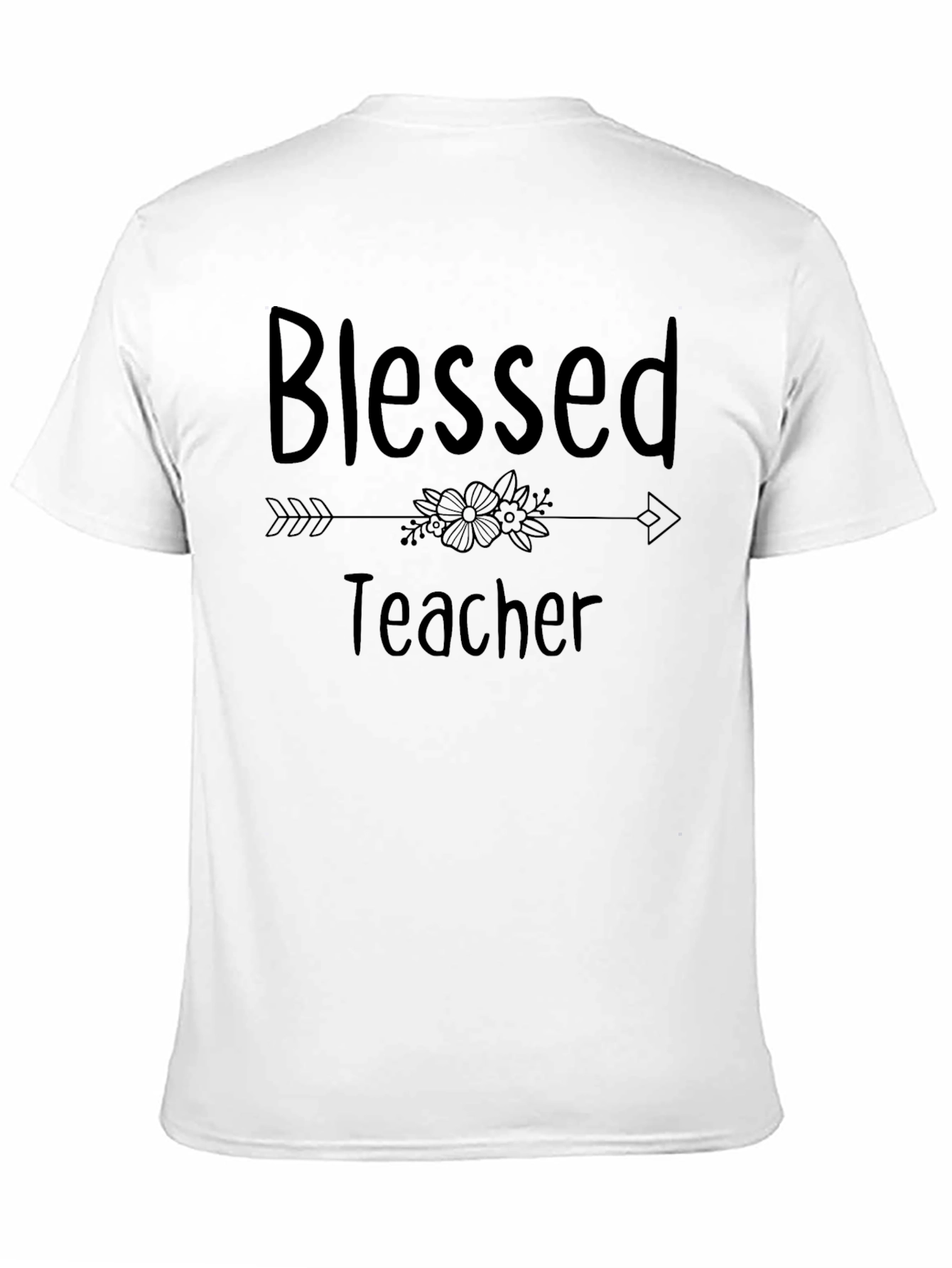 Black Blessed Teacher Graphic Tee - Black Cotton T-Shirt view 11