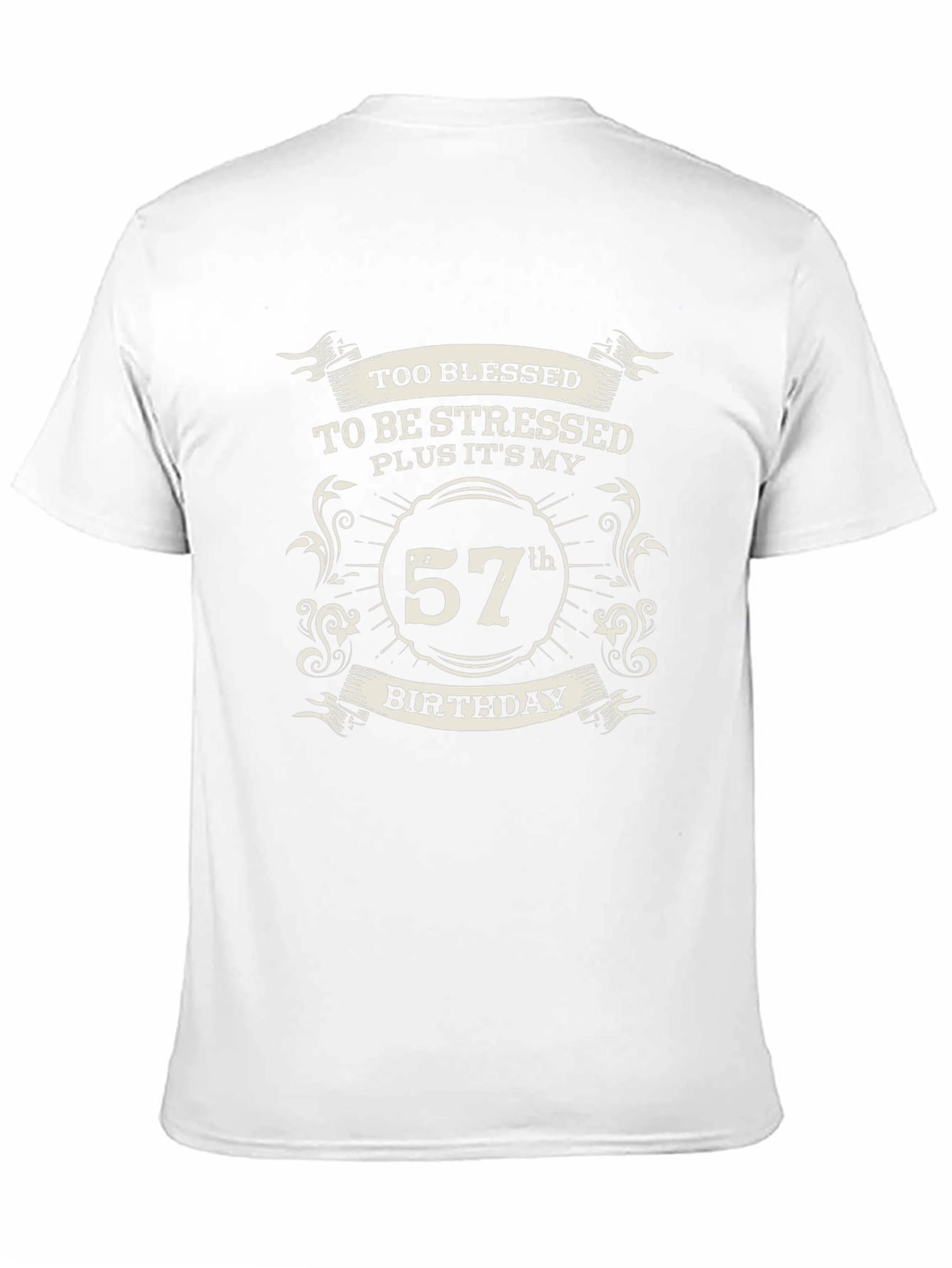 Black 57th Birthday T-Shirt - Blessed and Stress-Free view 11