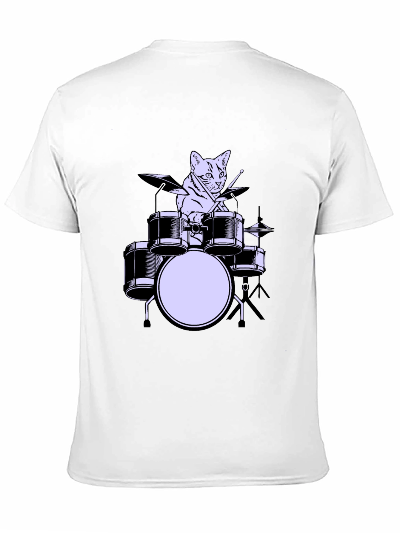 Black Cat Drummer Graphic Tee - Cool Musician Cat Shirt view 11