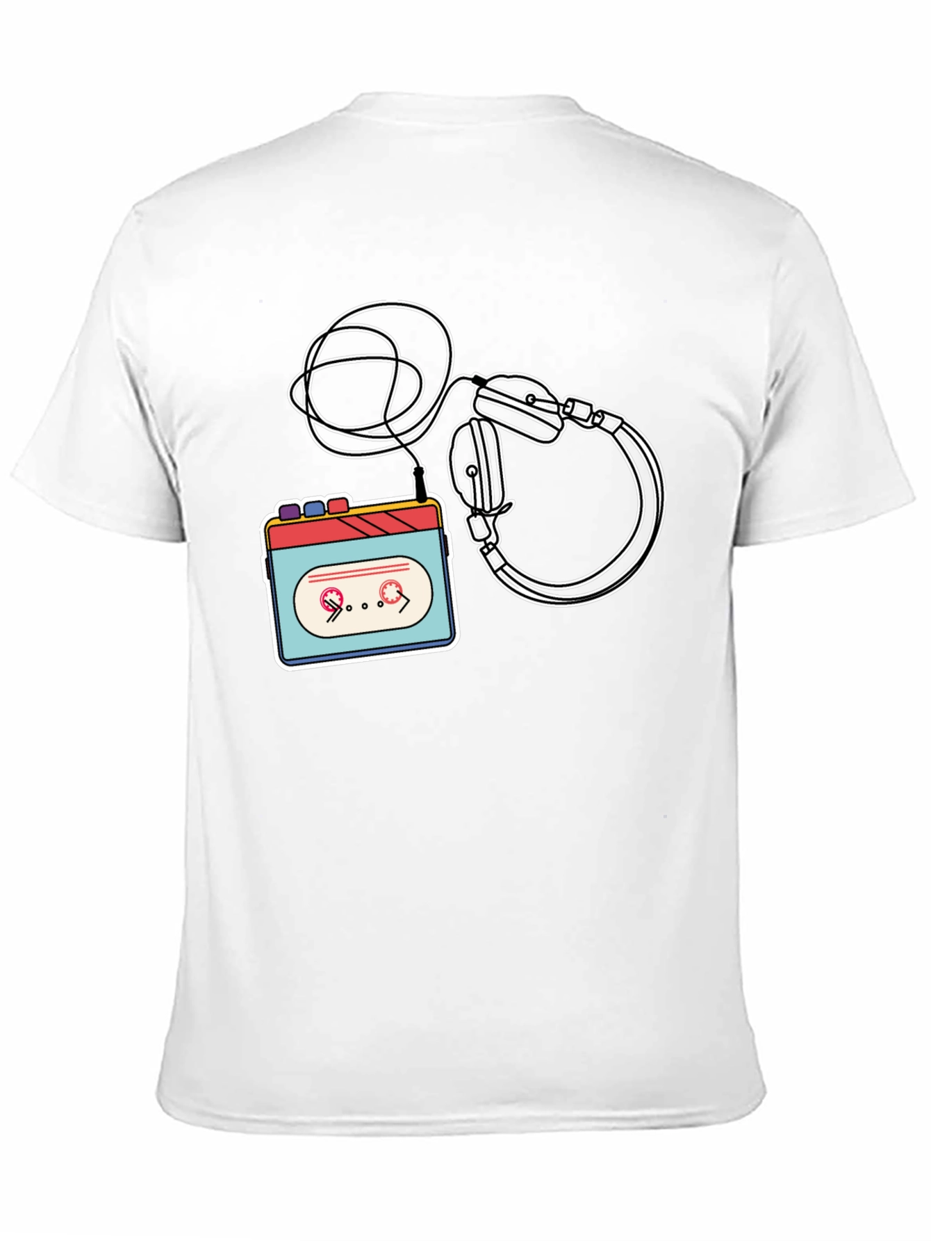 Black Retro Cassette & Headphones Graphic Tee view 11