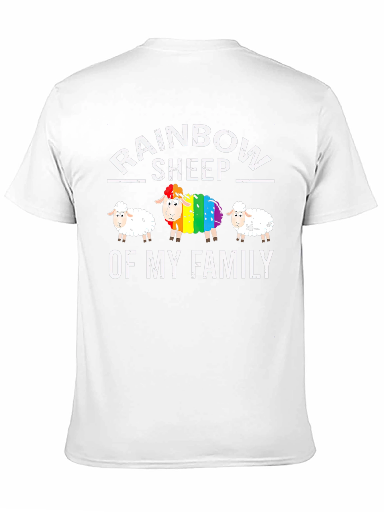 Black Rainbow Sheep Family T-Shirt, Pride LGBT Tee view 11