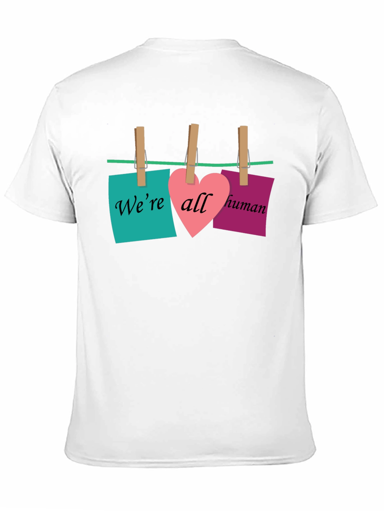 Black We're All Human T-Shirt - Equality & Love Design view 11