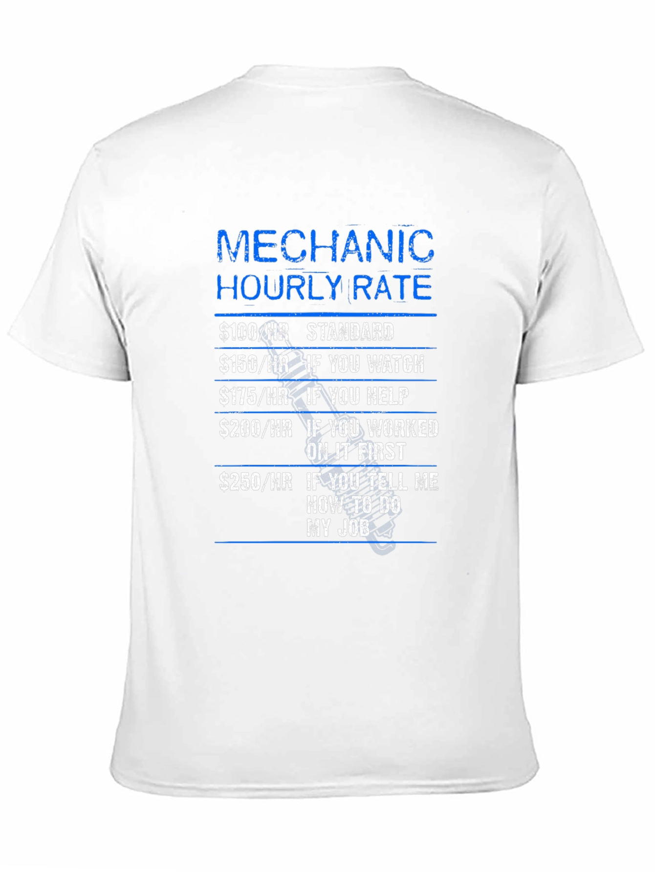 Black Mechanic Hourly Rate Funny T-Shirt view 11
