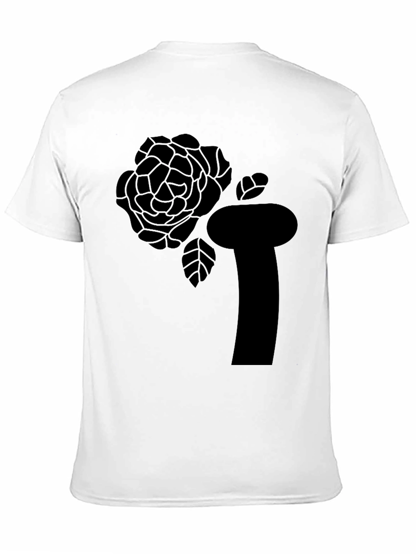 Black Black T-Shirt with Abstract Rose Graphic view 11