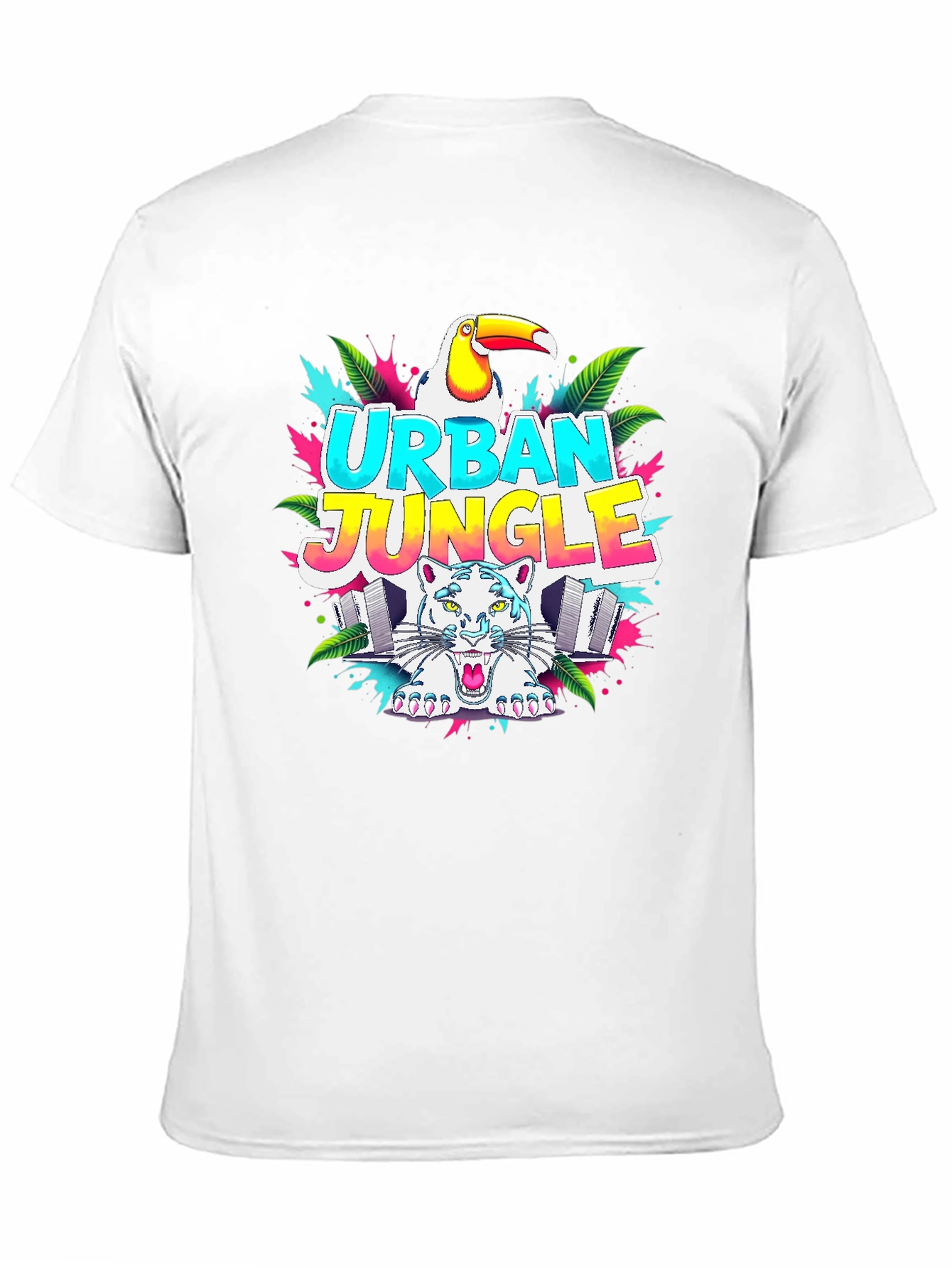 Black Urban Jungle Graphic T-Shirt - Tropical Toucan & Tiger view 11