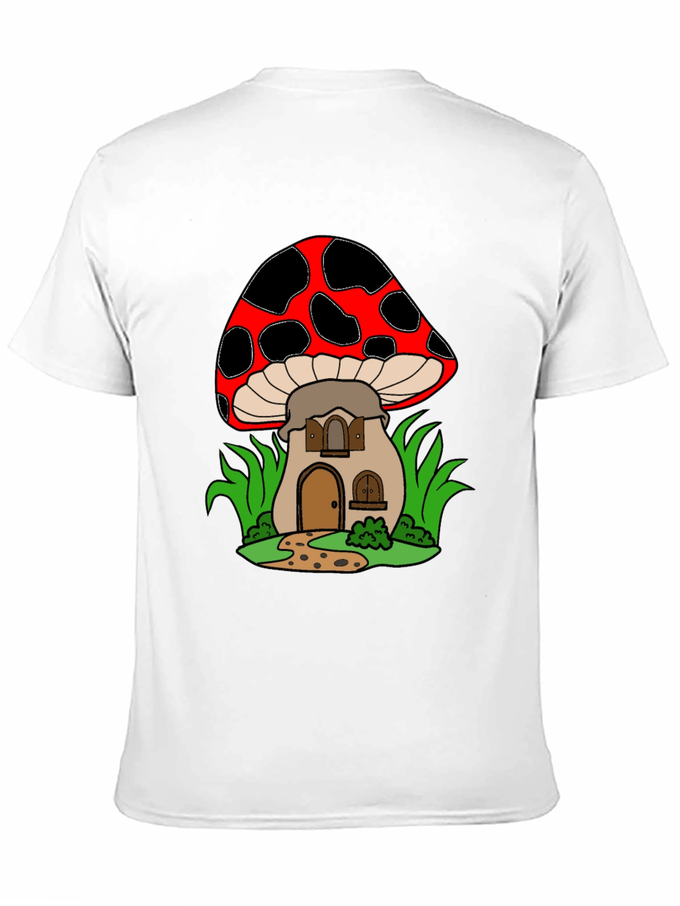 Black Mushroom House Graphic Tee - Quirky Black T-Shirt view 11