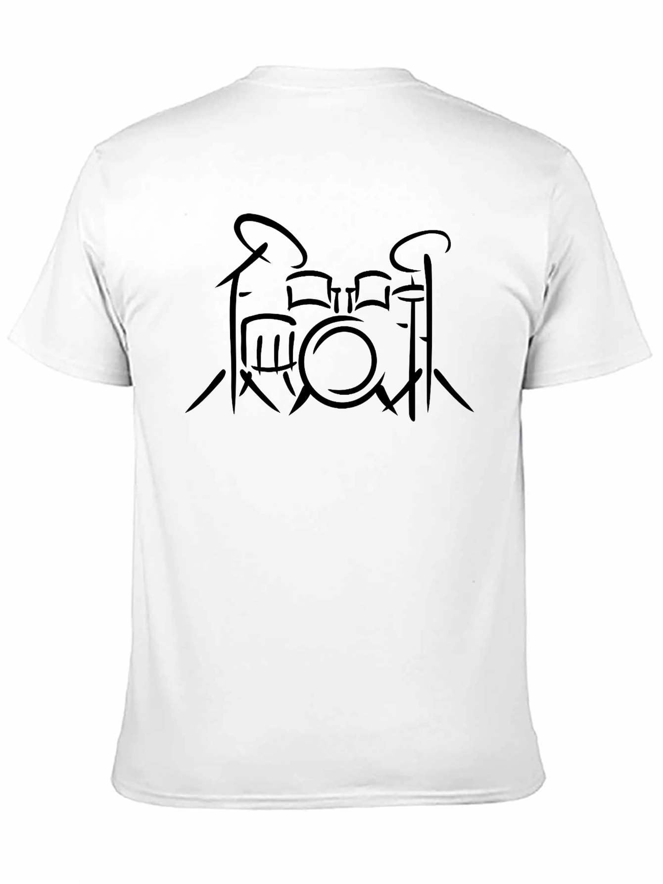 Black Drum Set Graphic T-Shirt - Black Cotton Tee view 11