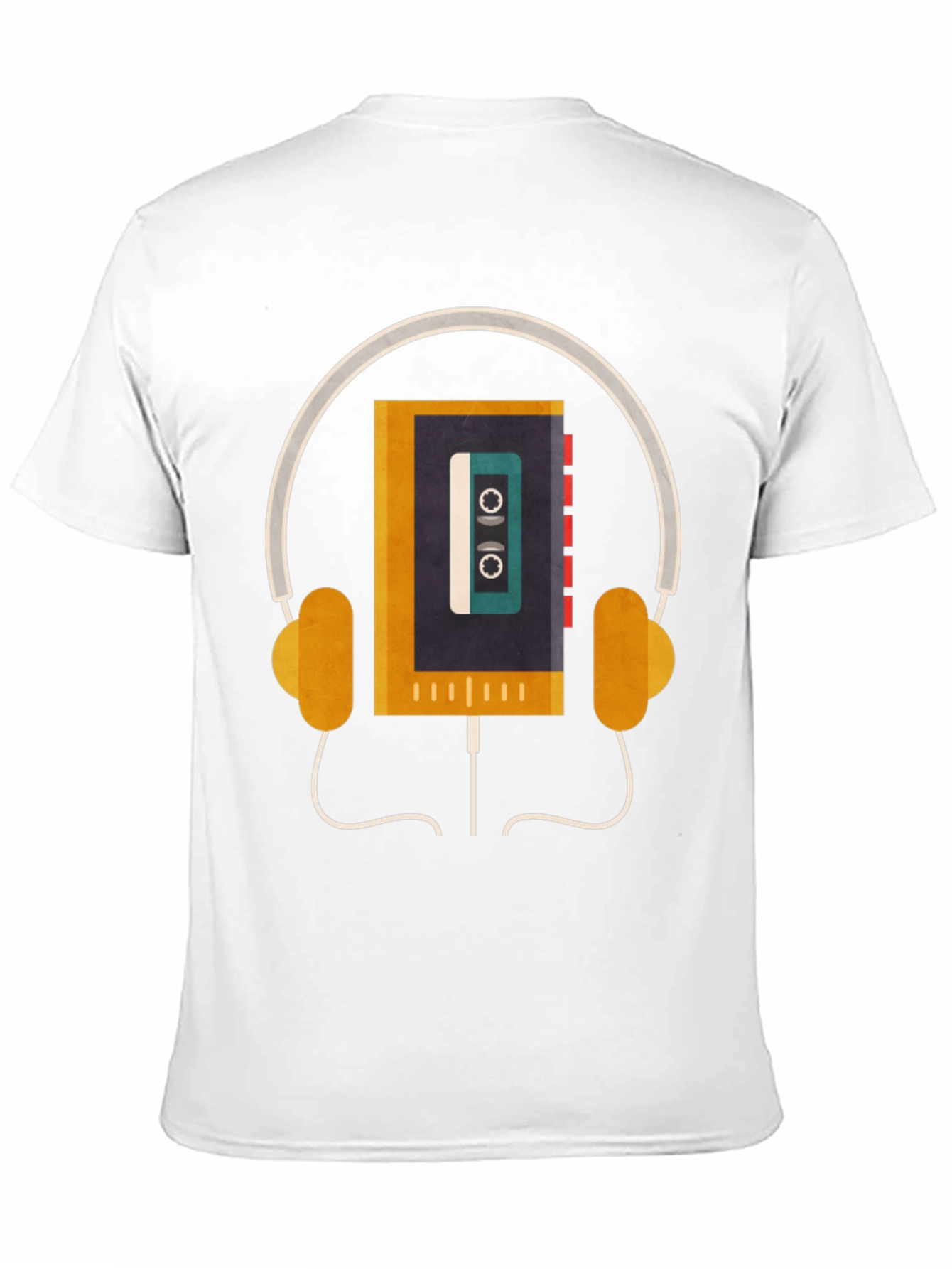 Black Retro Cassette Player Headphones Graphic Tee view 11