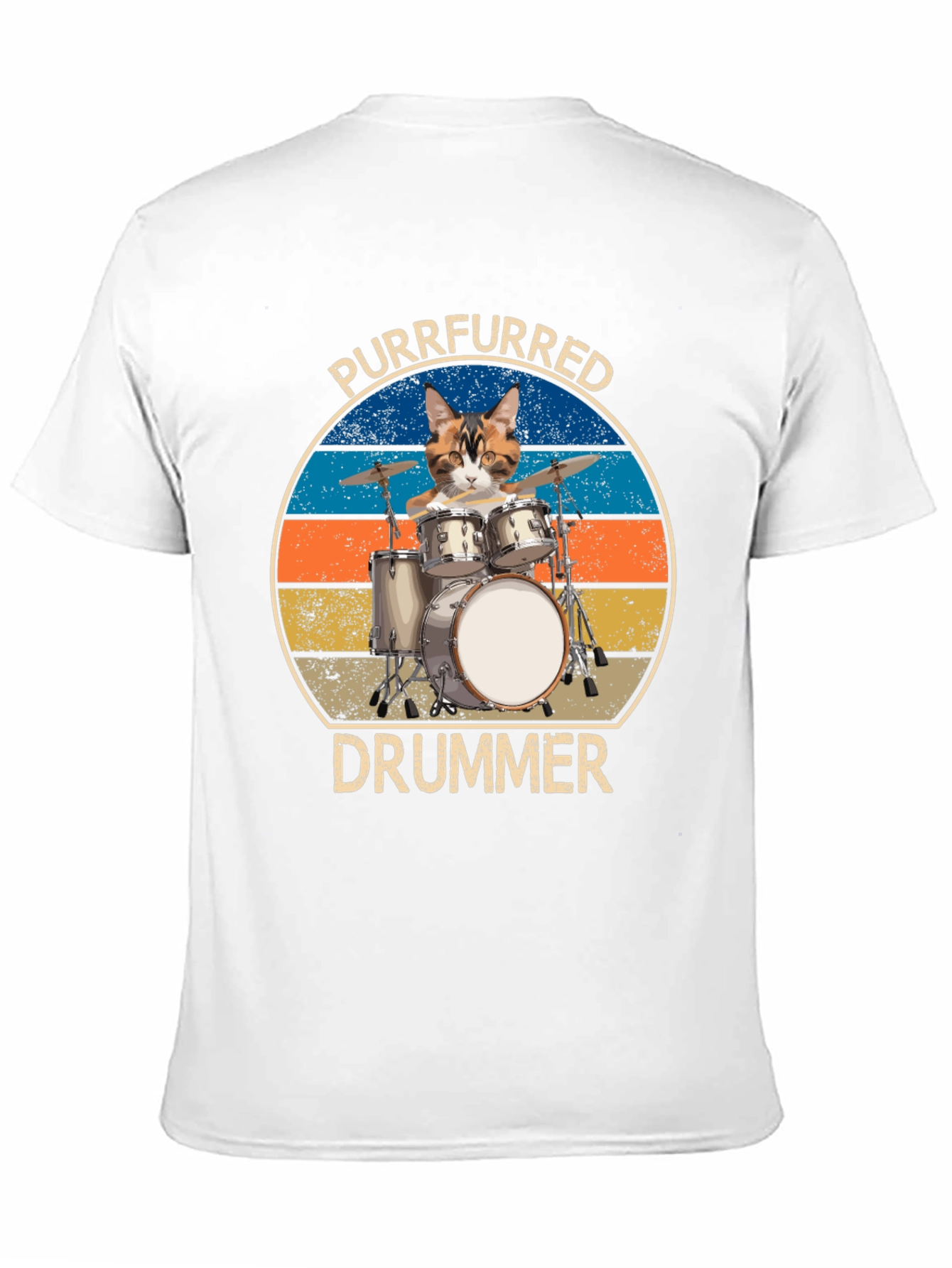 Black Purrfurred Drummer T-Shirt - Cat Lover Music Tee view 11