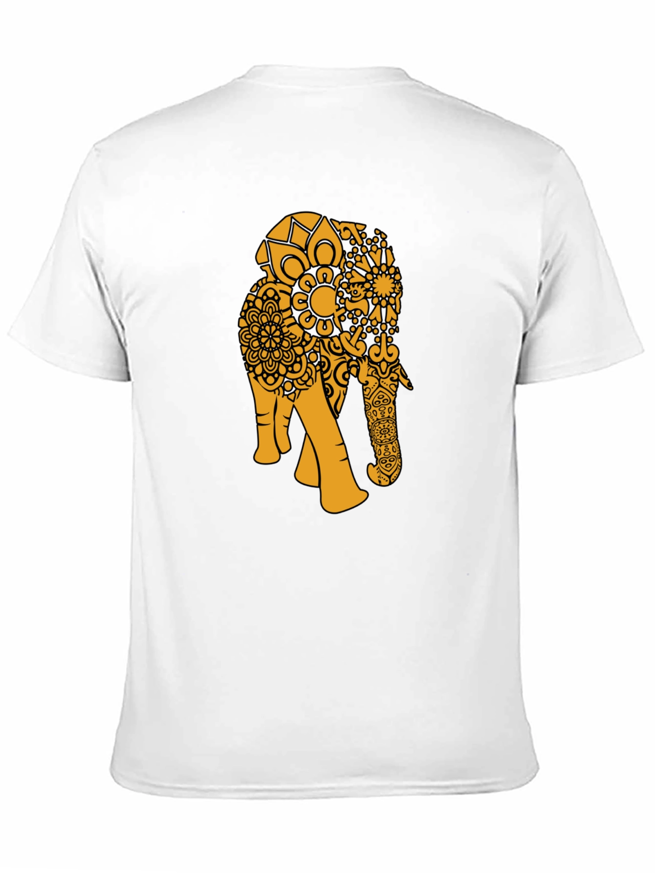 Black Black T-Shirt with Gold Elephant Mandala view 11