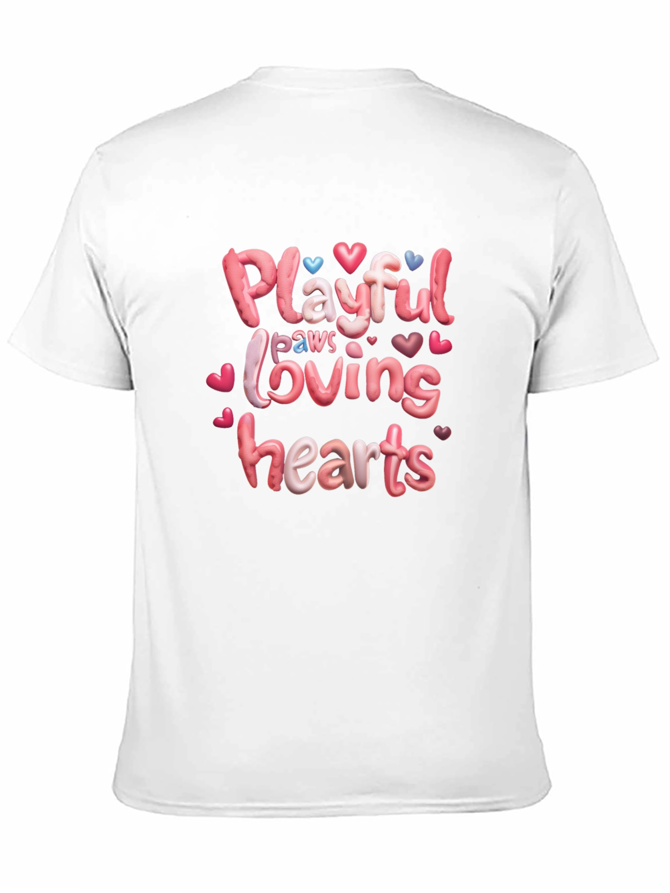 Black Playful Paws Loving Hearts T-Shirt view 11