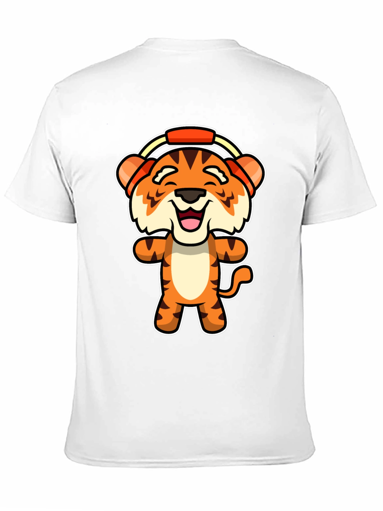 Black Tiger with Headphones Graphic Tee - Cute Animal Design view 11