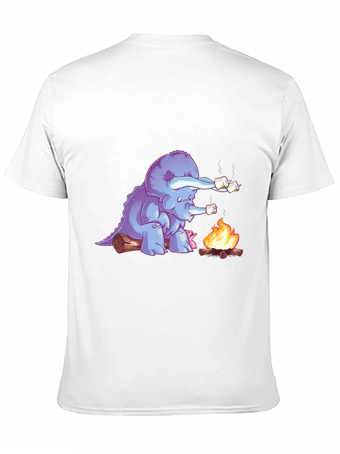 Black Dino Campfire T-Shirt - Marshmallow Roasting Triceratops  view 11