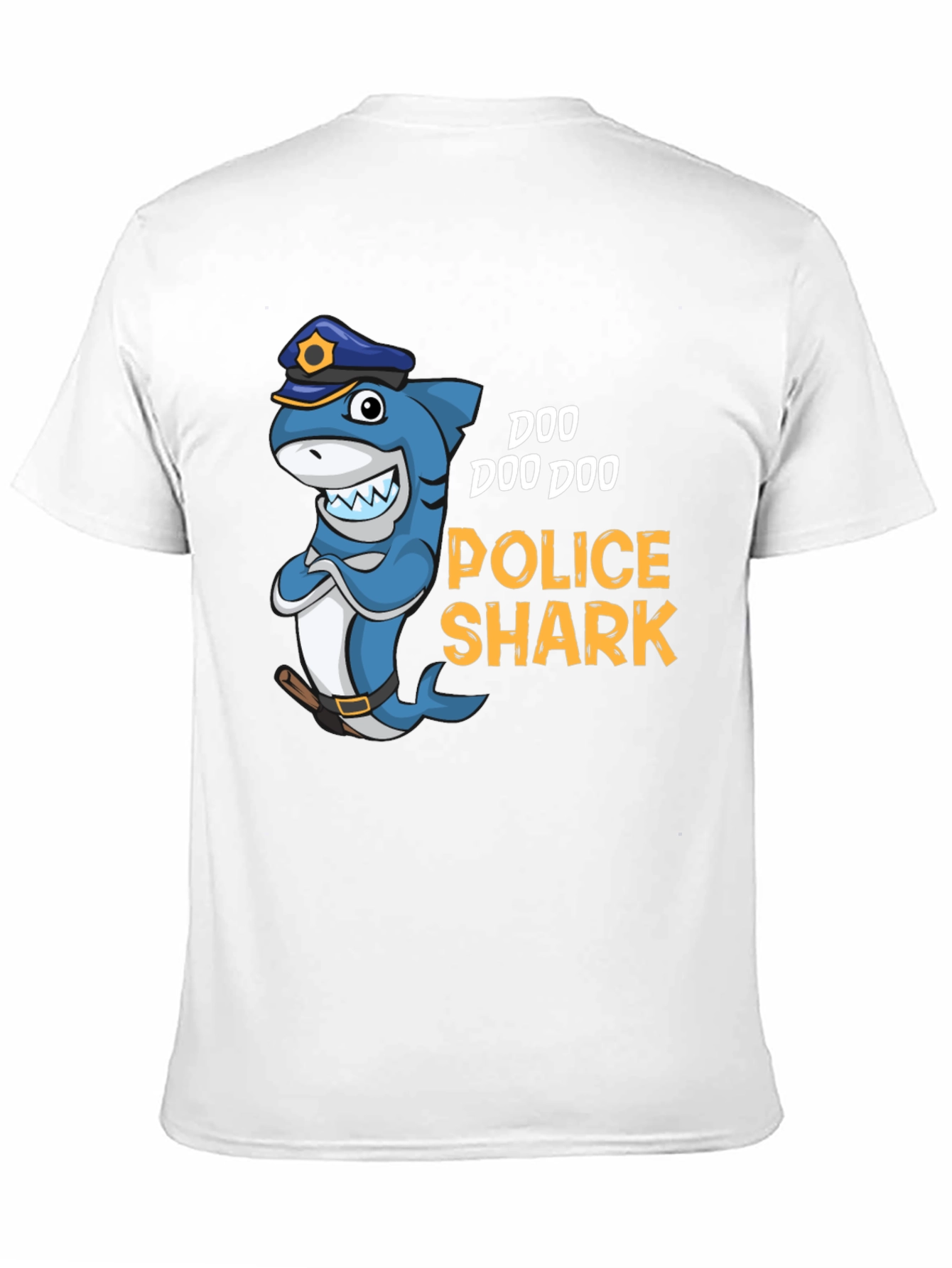 Black Doo Doo Doo Police Shark Graphic Tee view 11