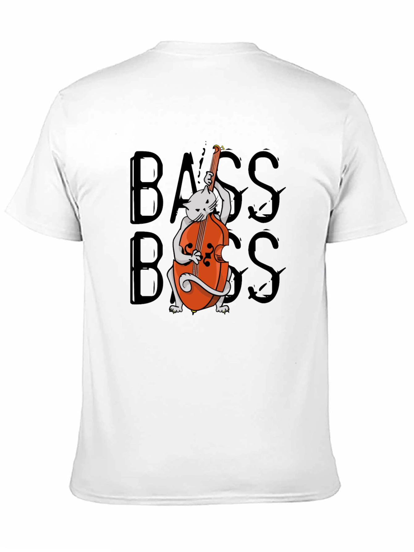 Black Cat Playing Bass T-Shirt - Cool Musician Tee view 11