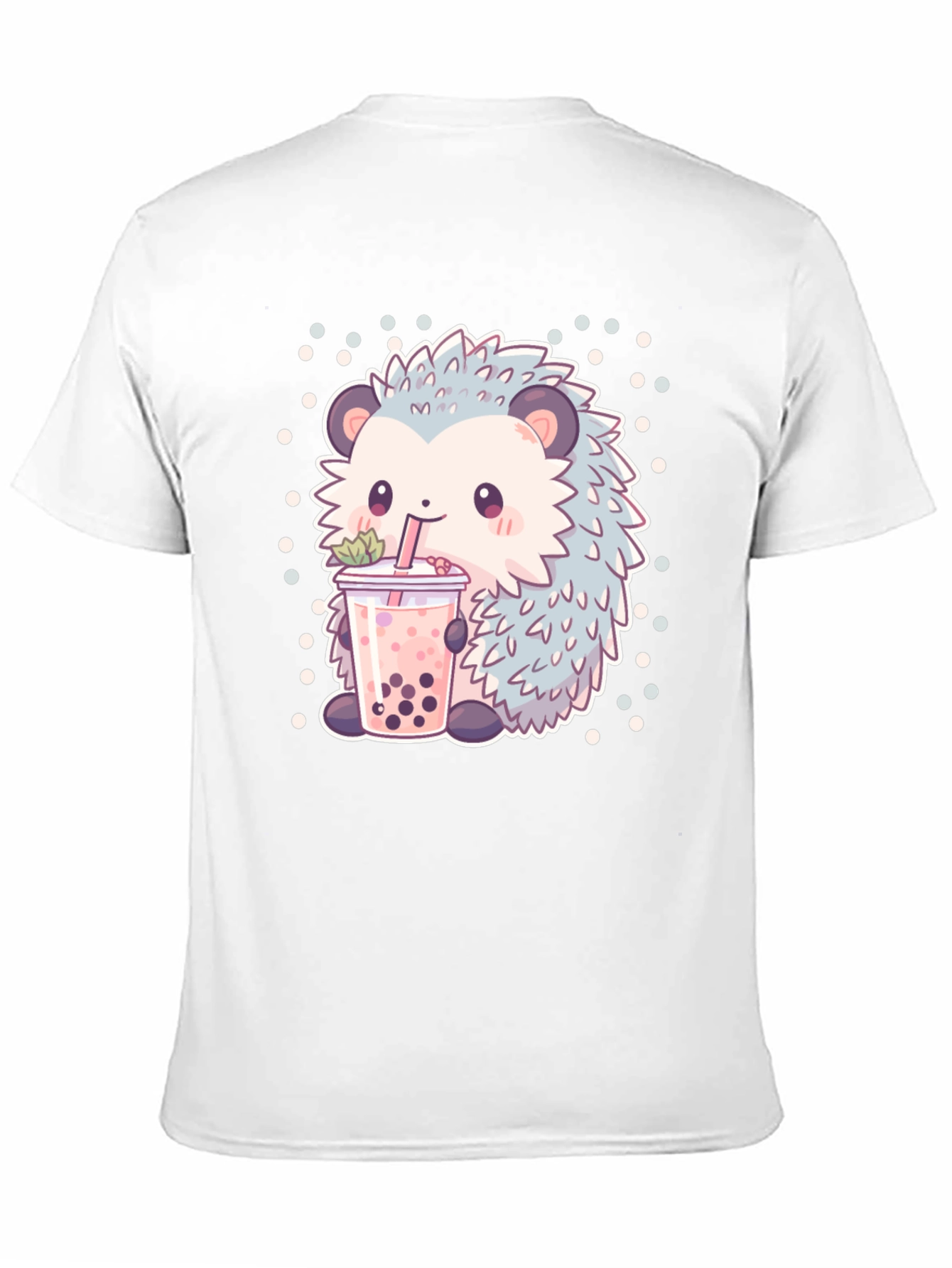 Black Cute Hedgehog Boba Tea T-Shirt view 11