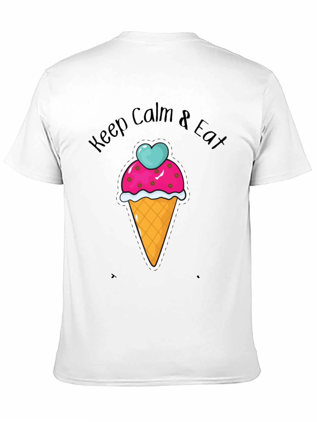 Black Keep Calm Eat Ice Cream Graphic T-Shirt - Black Cotton Tee view 11