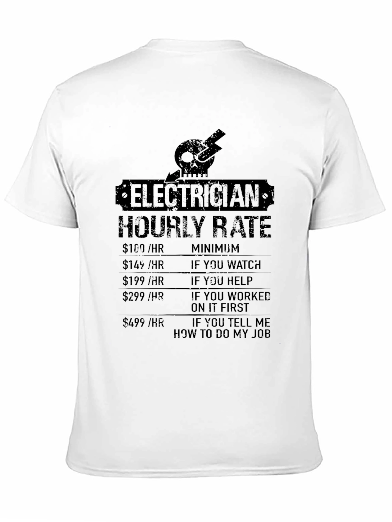 Black Electrician Hourly Rate Novelty T-Shirt view 11