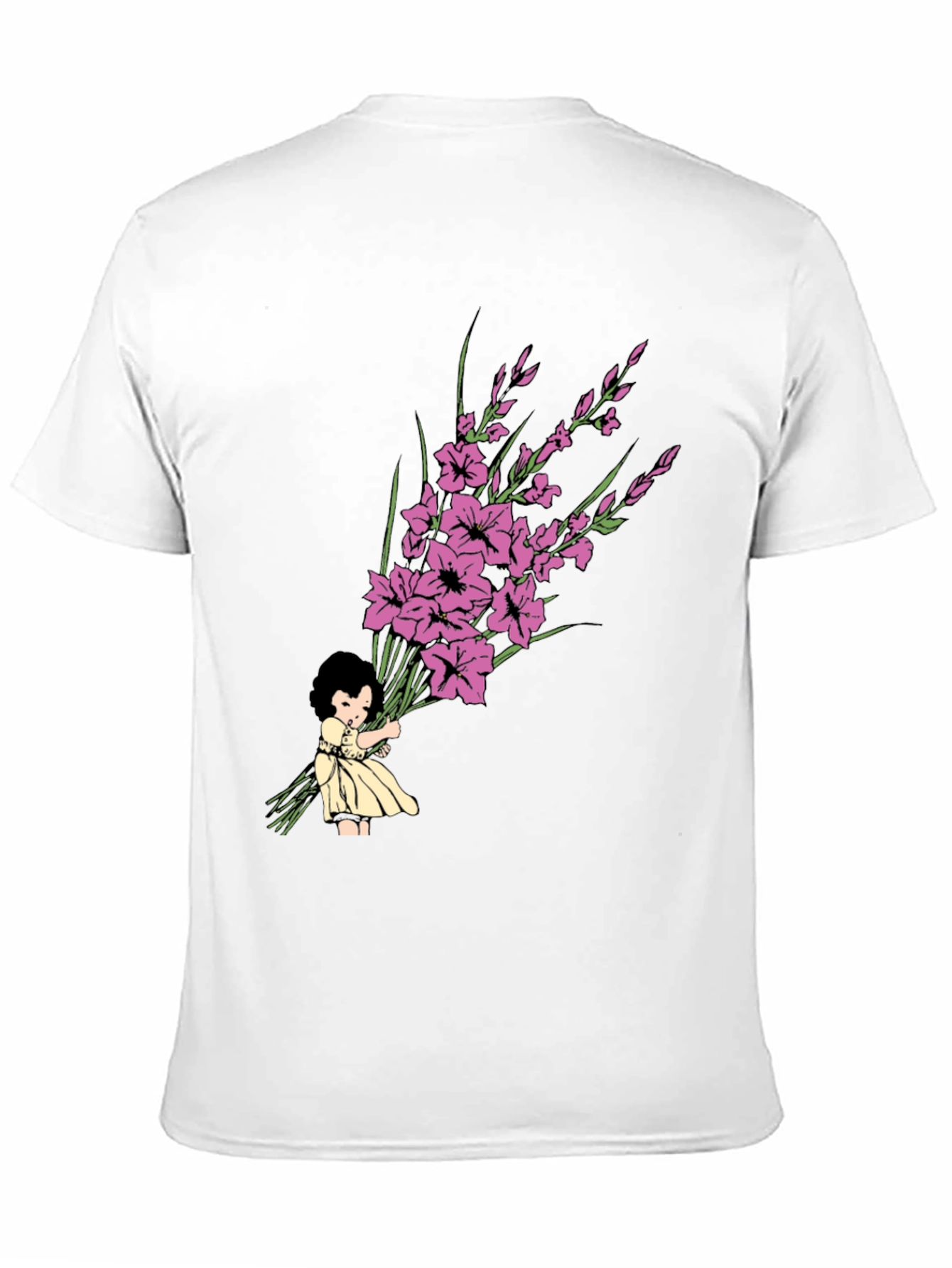 Girl Holding Flower Bouquet Graphic Tee - 11