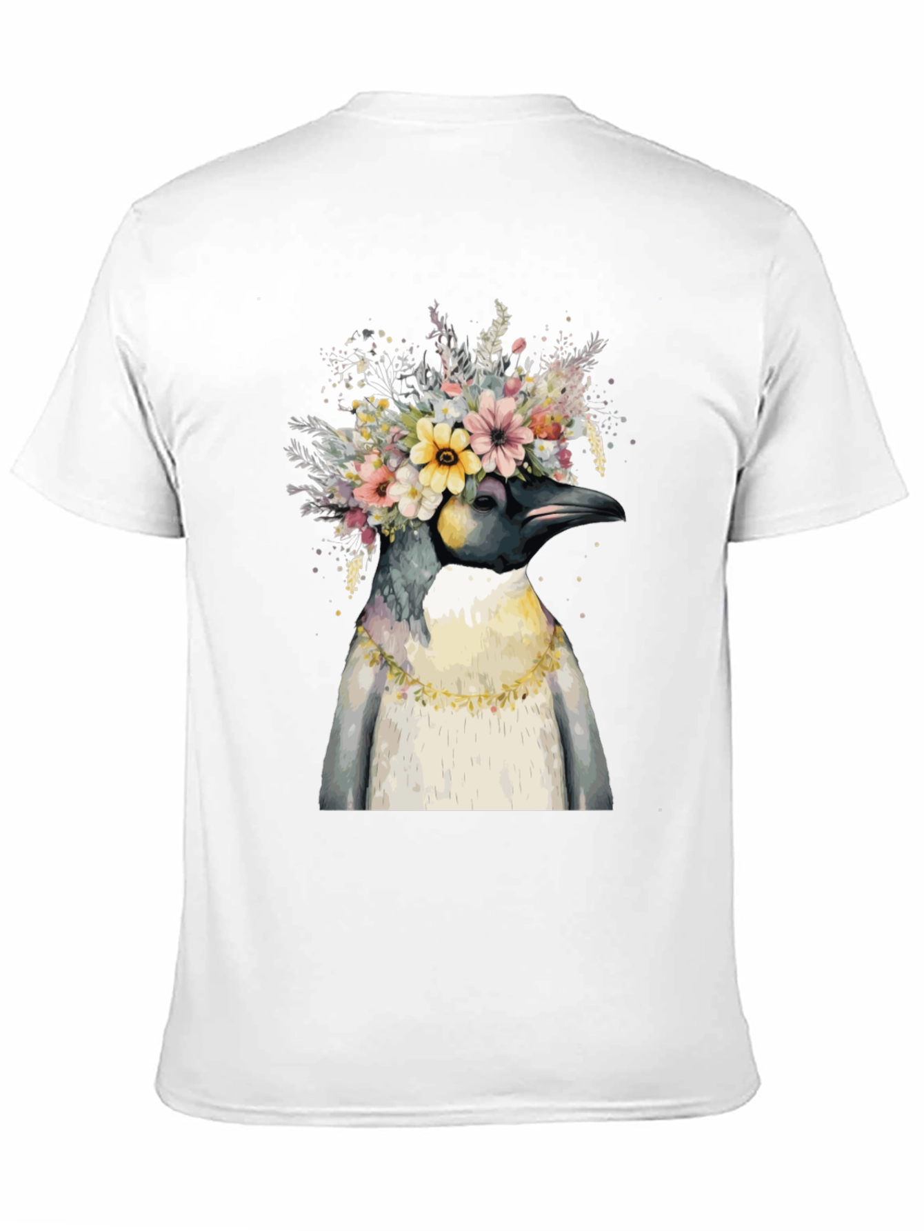 Black Penguin Floral Crown Black T-Shirt view 11