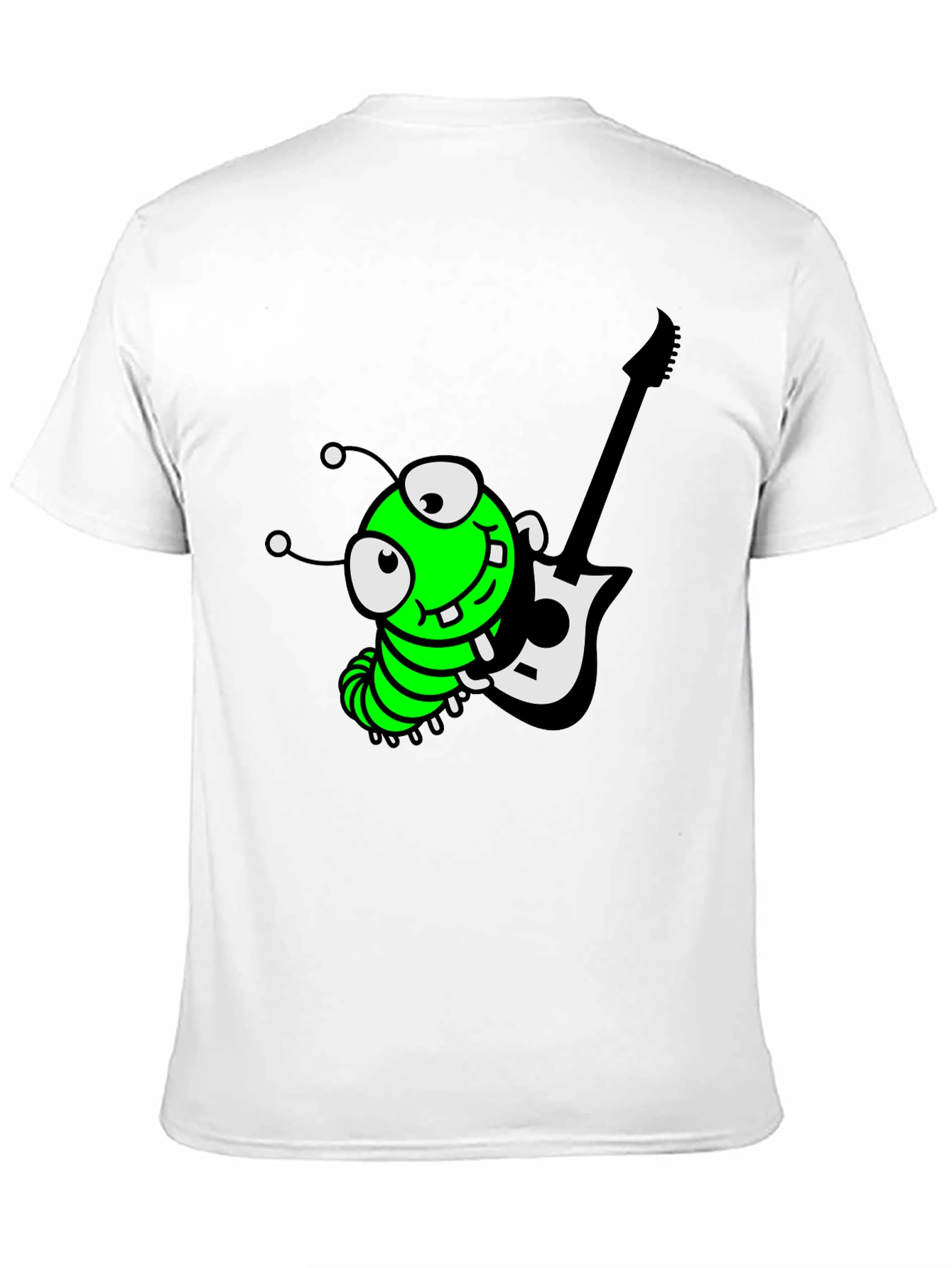 Black Cartoon Caterpillar Guitarist Graphic Tee view 11