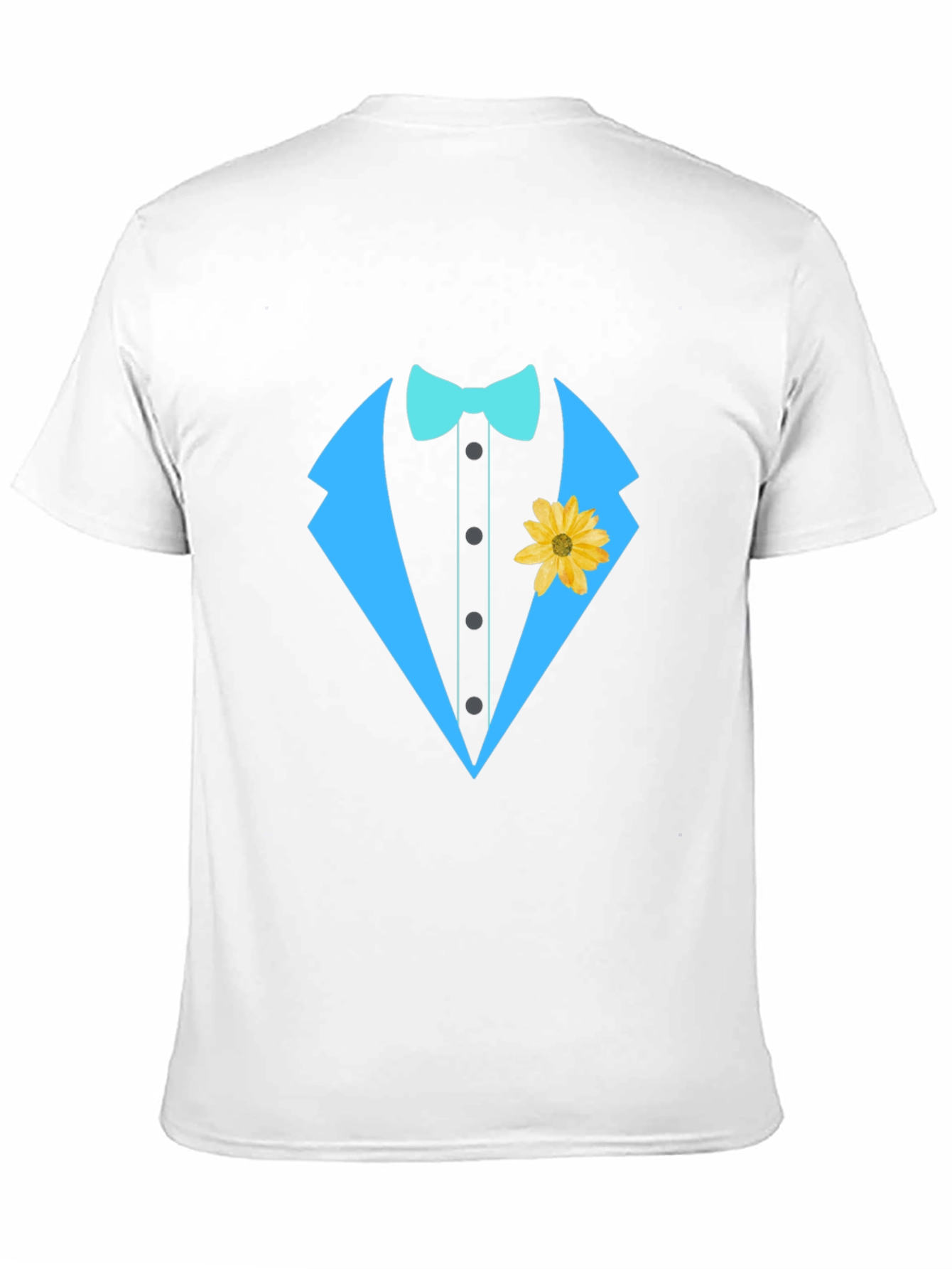 Black Tuxedo T-Shirt with Bowtie and Flower view 11