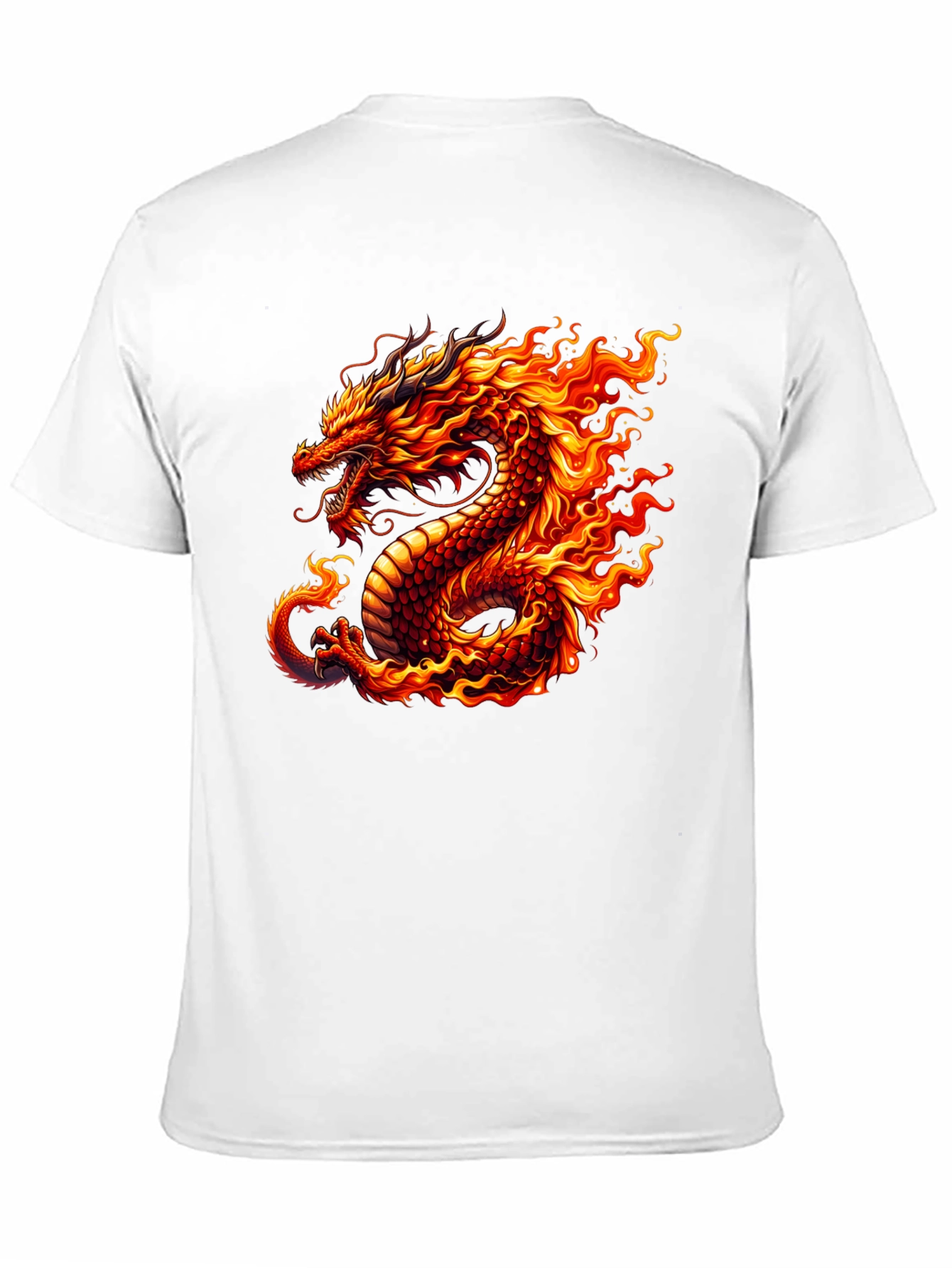 Fiery Dragon Graphic Tee - Black Cotton T-Shirt - 11