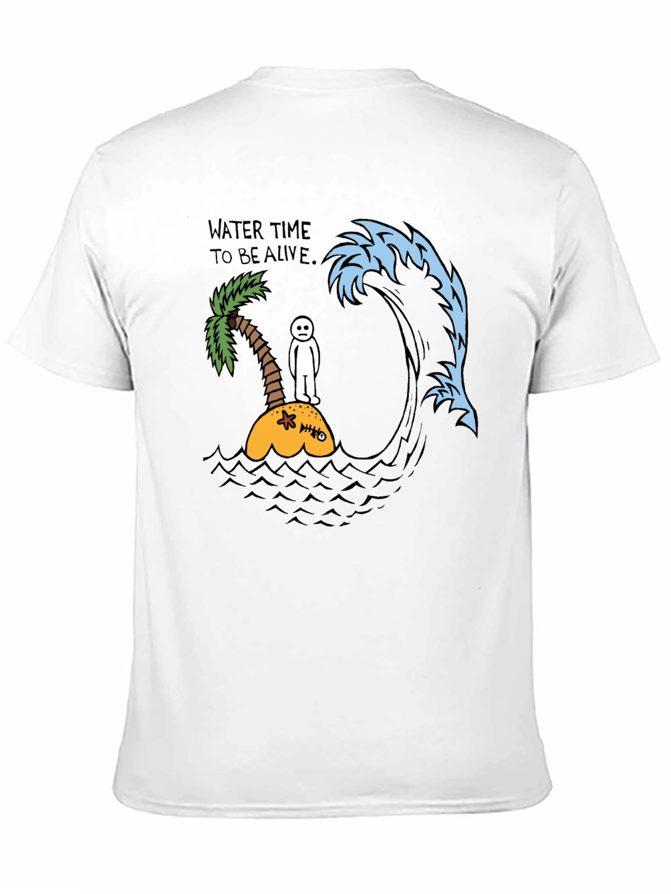 Black Humorous Wave Graphic Black T-Shirt view 11